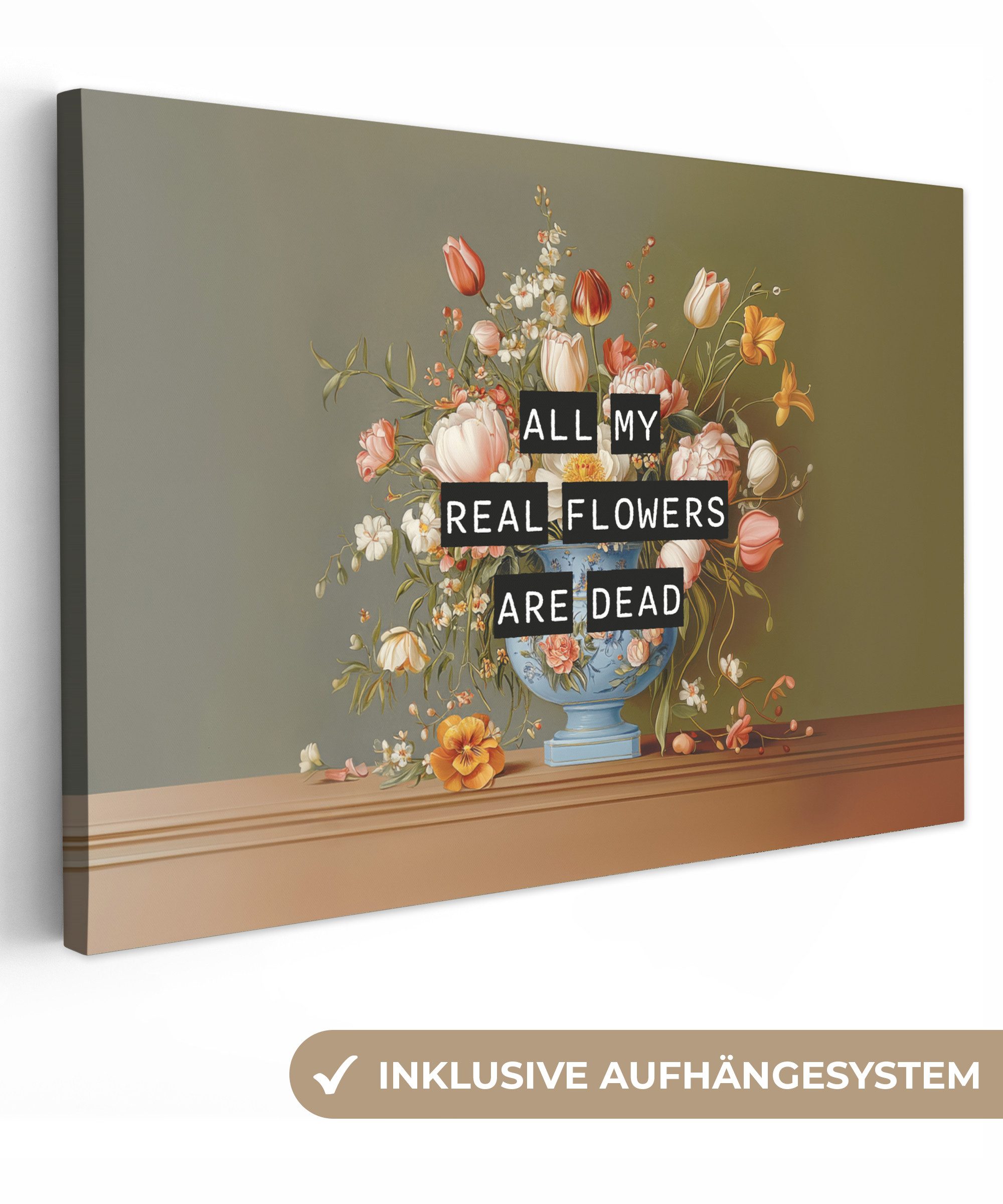 OneMillionCanvasses® Leinwandbild Blume - Zitat - günstig online kaufen