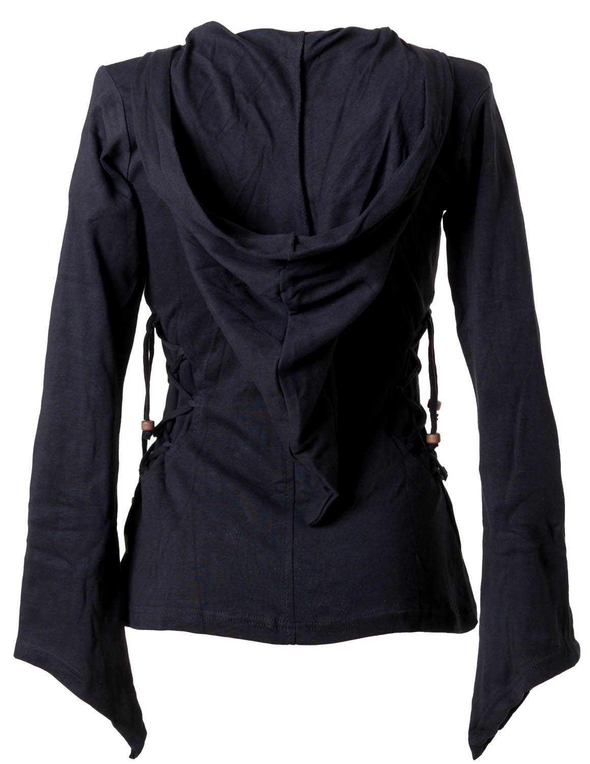 Vishes Kapuzenshirt Elfenshirt Zipfelkapuze und Bändern zum Schnüren Ethno, Hoody, Gothik Style