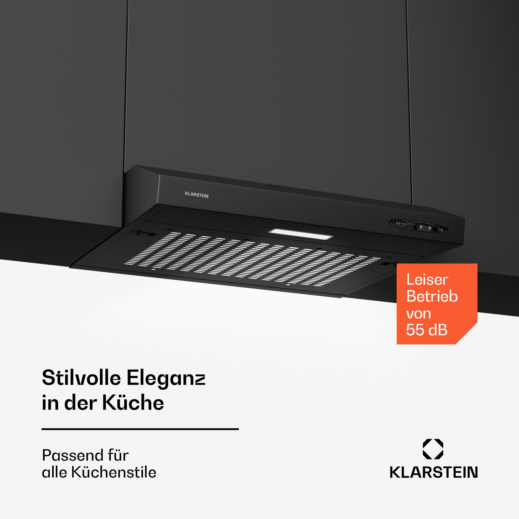 Klarstein Deckenhaube UW60BL Unterbauhaube Abluft 60 cm LED Dunstabzugshauben – Bild 4 von 5