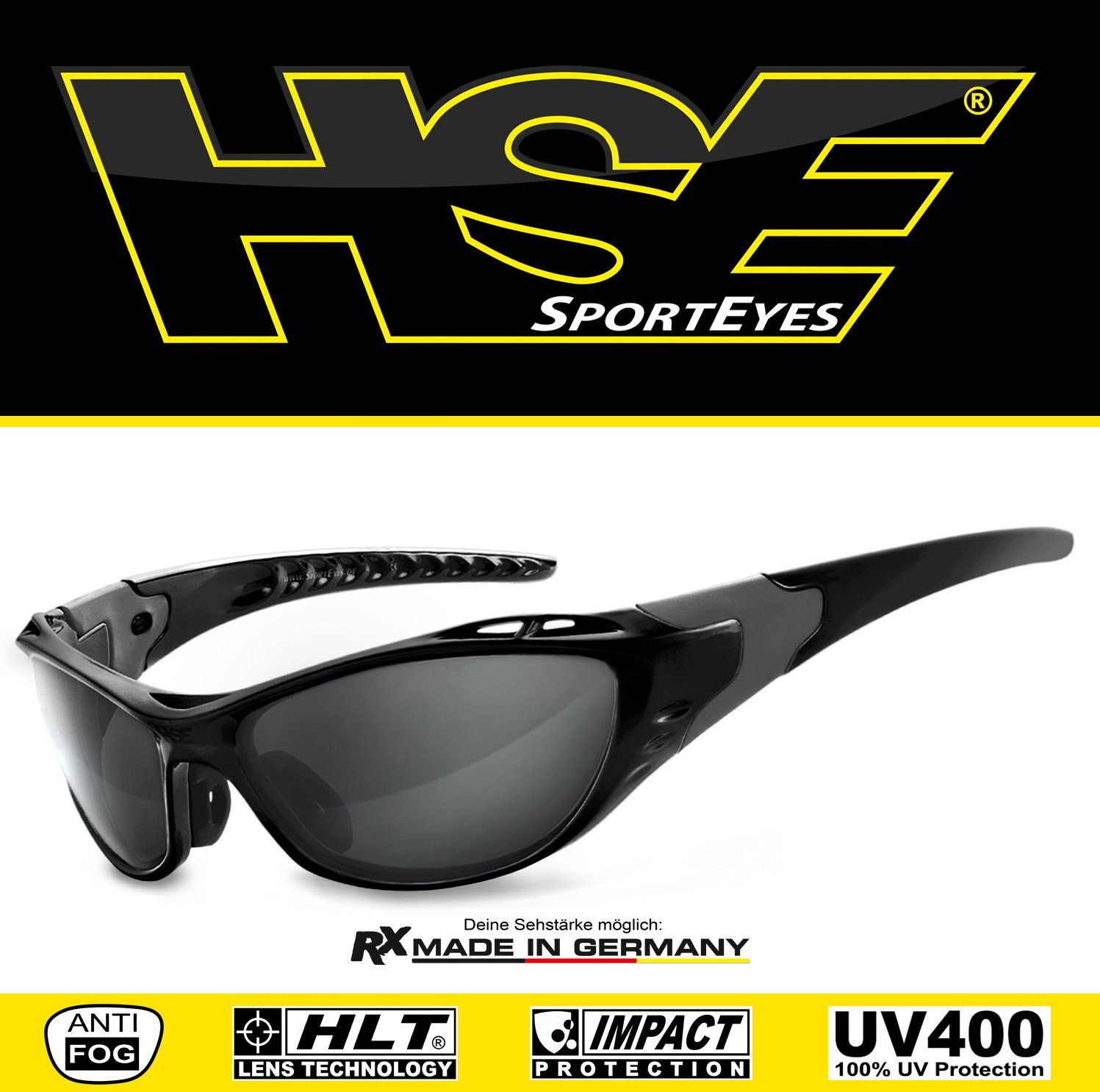 Sportbrille durch HSE Kunststoff-Sicherheitsglas - 2.0, Steinschlagbeständig X-SIDE SportEyes