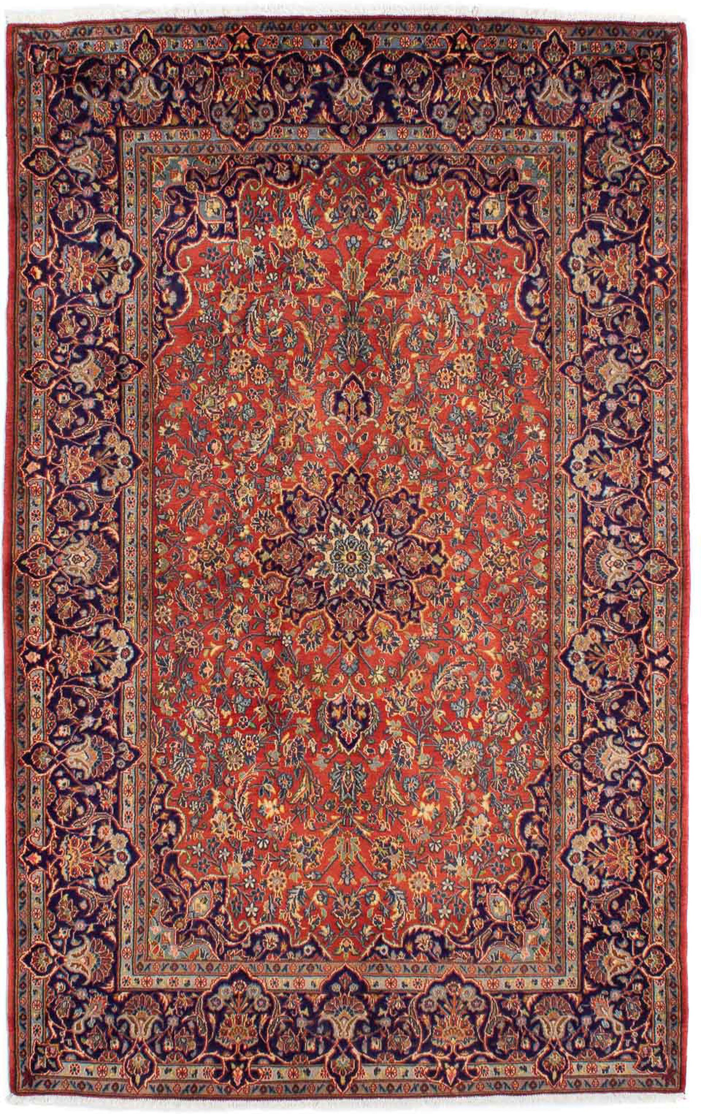 Orientteppich Perser - Keshan morgenland, - Höhe: Einzelstück mit rechteckig, 10 Handgeknüpft, Wohnzimmer, Zertifikat 222 - mm, 140 cm x rost