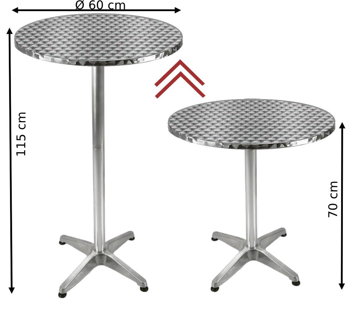 Bistrotisch Stehtisch Bistrotisch Gartentisch Klappbar Tisch Aluminium Partytisch (1x Stehtisch, 1-St., 1 Tisch), 60 cm Durchmesser