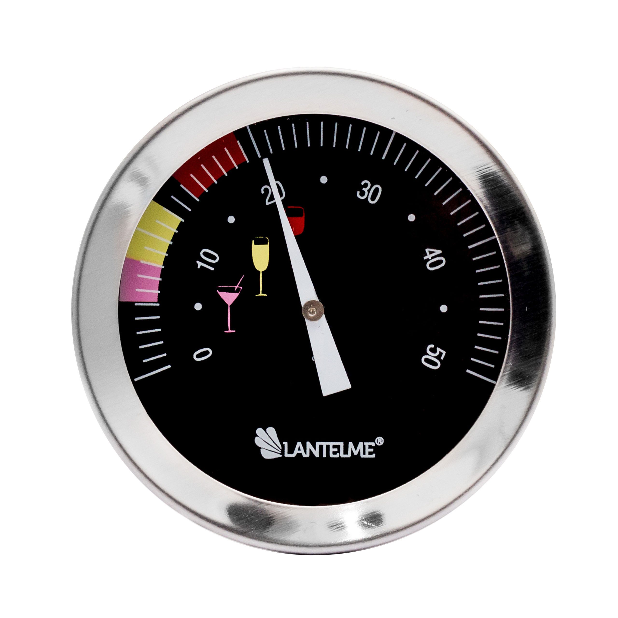 Lantelme Weinthermometer Edelstahl zur Flaschenmessung Wein Temperaturmesser Thermometer, 1-tlg., Für Wein, Sekt und Cocktails, Für Flasche mit Verschlusskorken, Temperaturbereich 0 bis 50°C Analog
