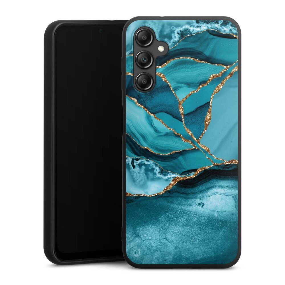 DeinDesign Handyhülle Edelstein Glitzer Look Marmor Eisblaue Marmor Landschaft, Samsung Galaxy A14 5G Silikon Hülle Premium Case Handy Schutzhülle