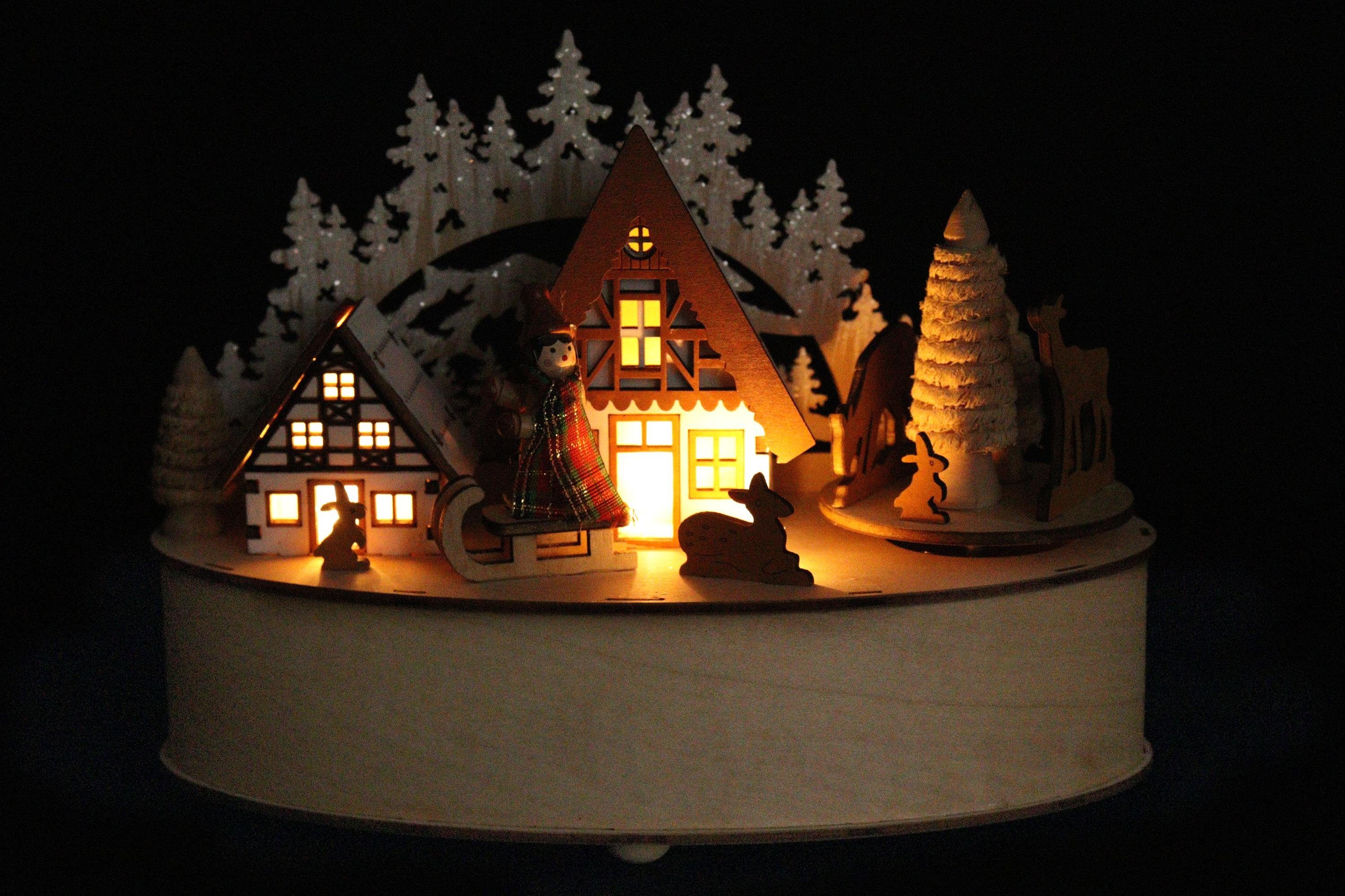 ELLUG Spieluhr Spieluhr aus Holz zum Aufziehen mit Drehelement & Licht, 16x günstig online kaufen