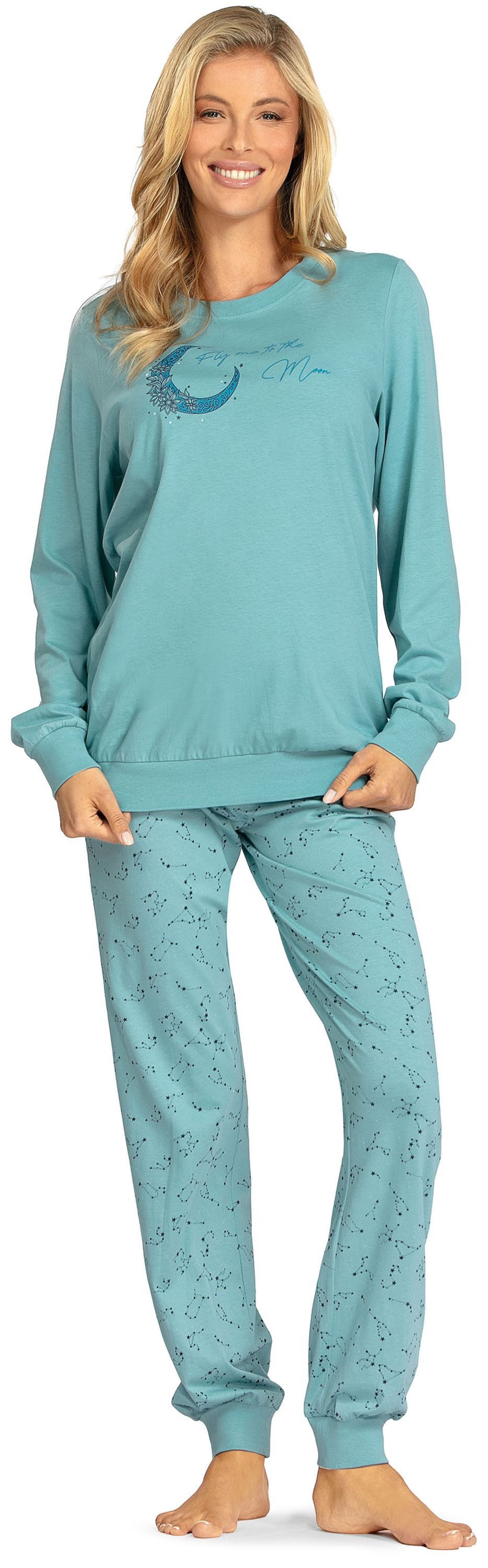 comtessa Schlafanzug Lovely Dreams (Set, 2 tlg., 2-teilig) Damen Pyjama lang Baumwolle Langarm Bündchen große Größen