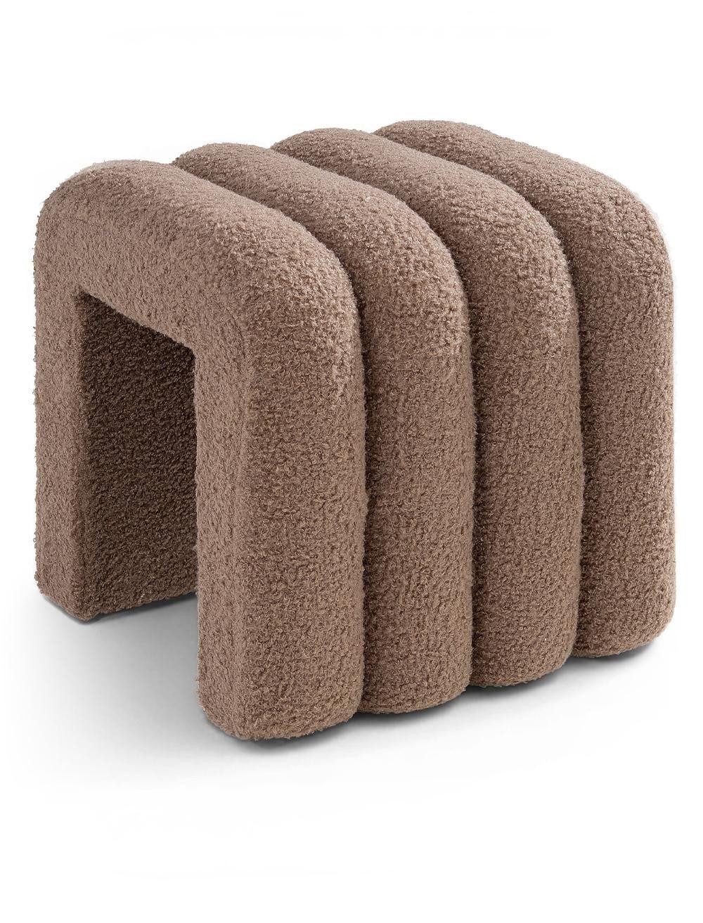 Home4You Polsterhocker B 40 x H 40 cm, Taupe, Teddystoff, (1 St), MDF, flauschig