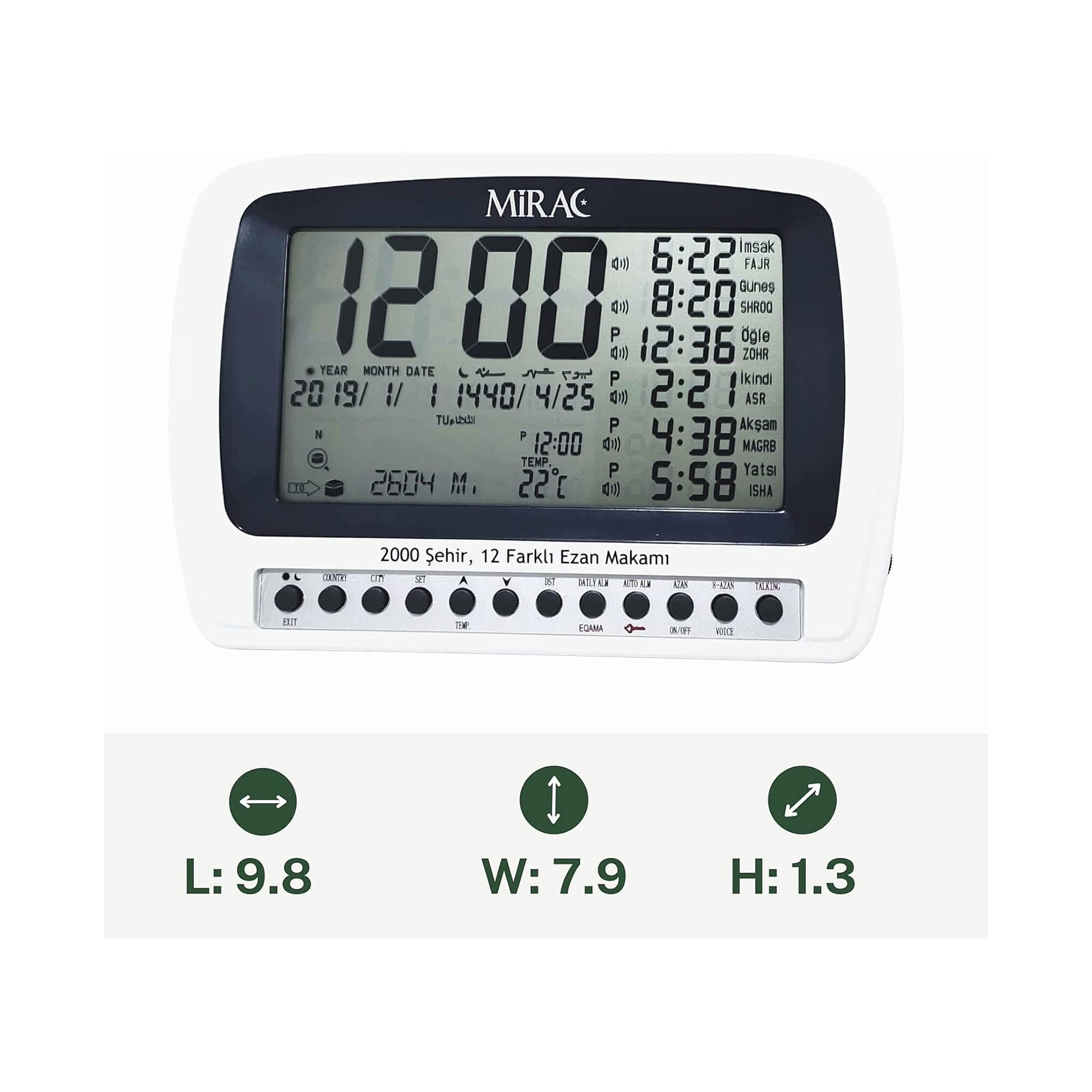 Mirac Tischuhr Azan Automatische Uhr- Gebetszeiten & elegantes Design für I günstig online kaufen