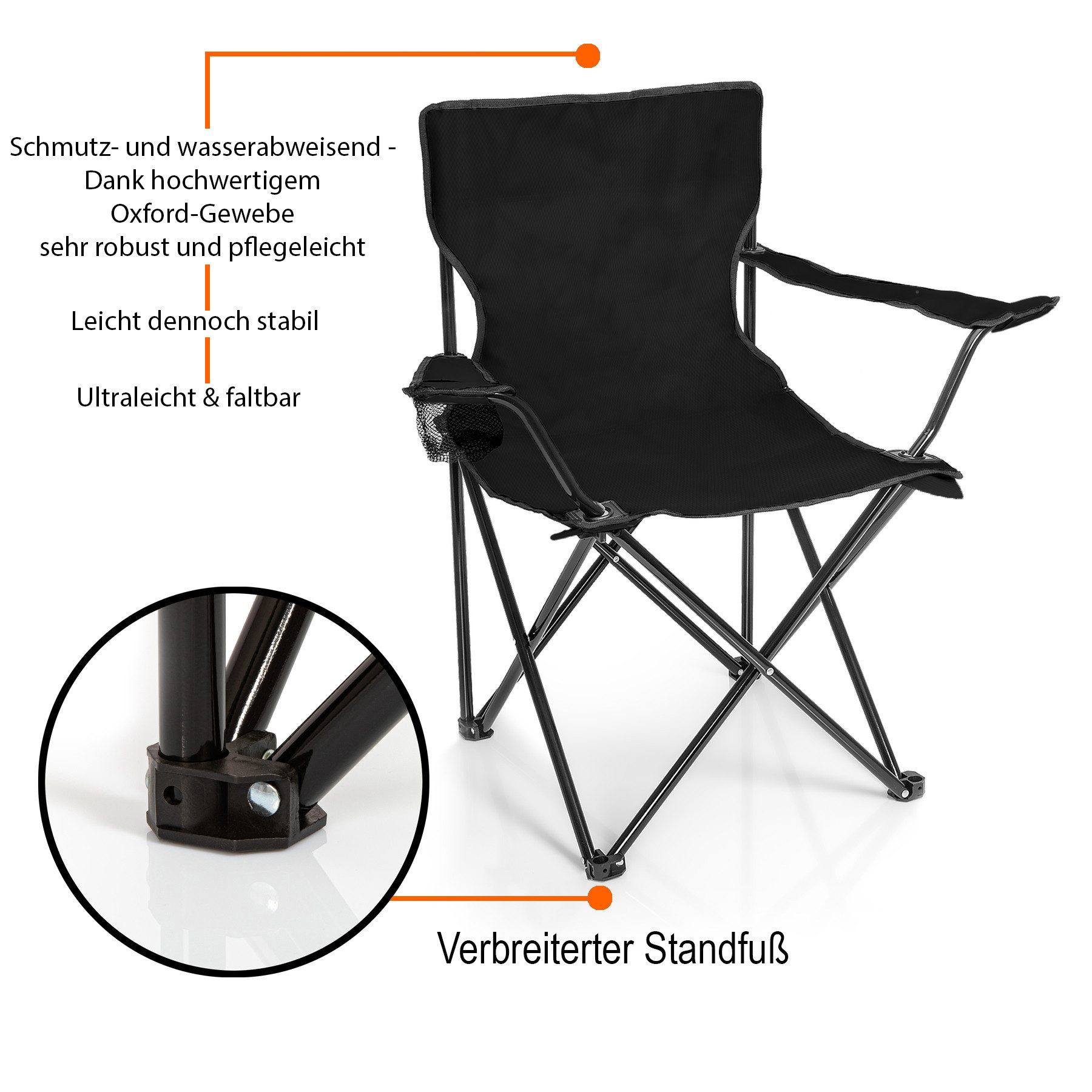 BigDean Campingstuhl 2 Stück Faltstuhl & Campingtisch praktisch & ideal für unterwegs (Set, 3 St), Ideal für Festival, Open-Air, Angeln, Camping – Bild 5 von 5
