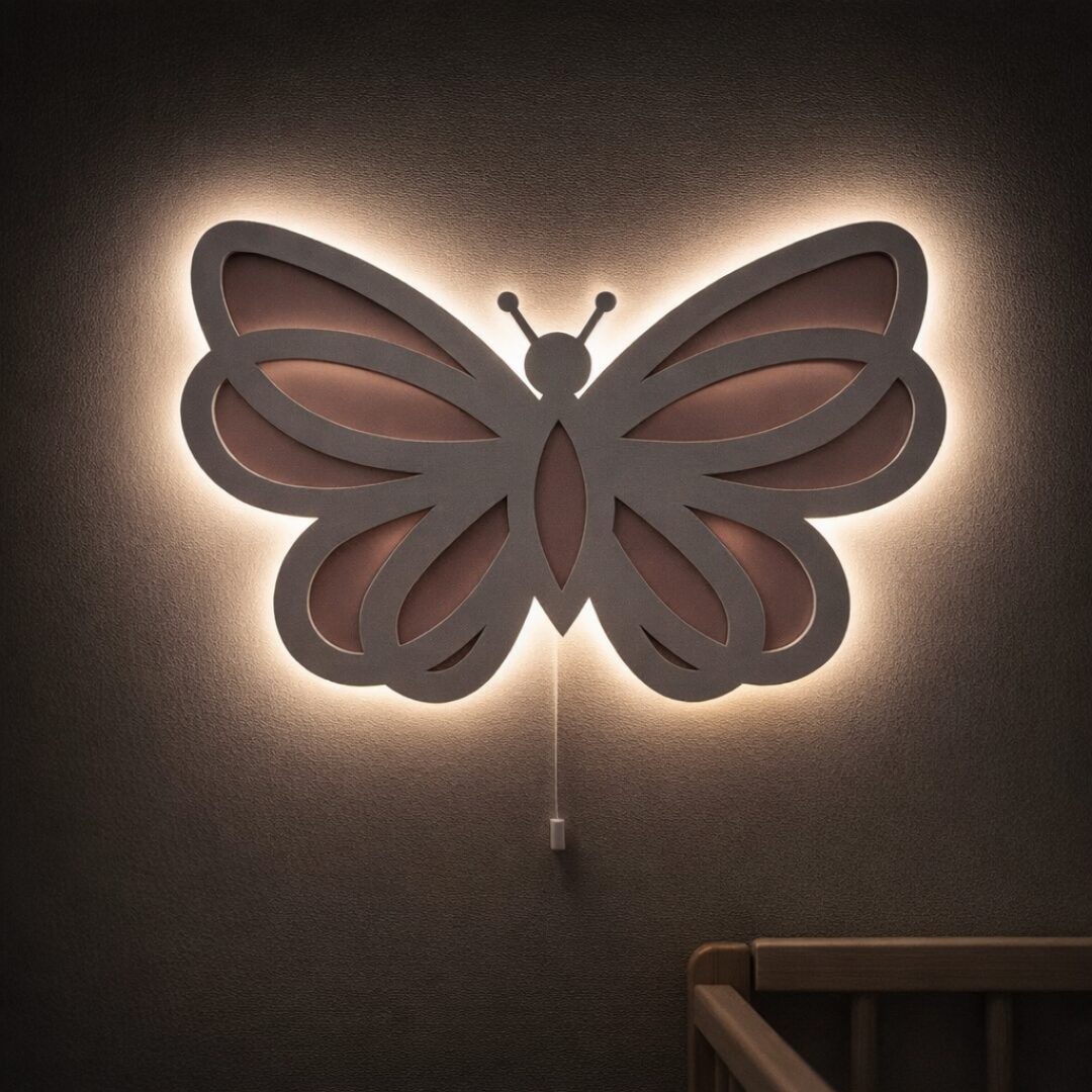 COZYCOLLECTIONS LED Wandleuchte Zweilagiger Schmetterling LED-Wandnachtlicht,(Rosa-Beige), LED, Warmweiß, Montessori-inspiriertes Schmetterlingslicht in zarten Farben