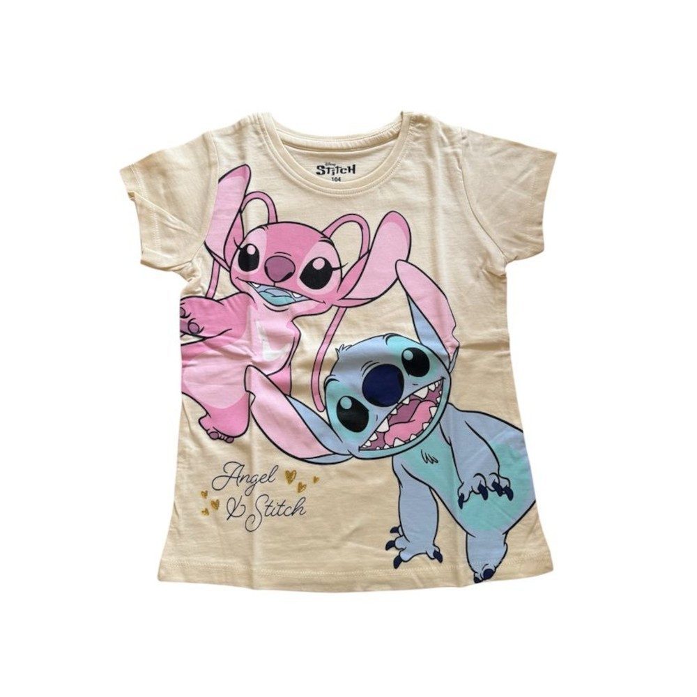 T-Shirt Stitch-Kurzarm-Shirt für Mädchen, Rosa oder Gelb, Größen 98-128