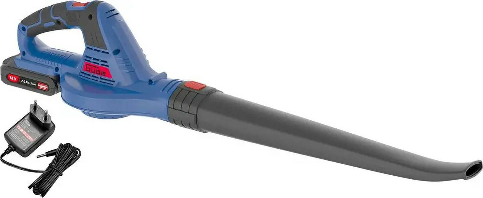 Güde Akku-Laubbläser LB 18-201-05, (Komplett-Set, inkl. Akku & Ladegerät), 18V E³, werkzeuglose Demontage, Softgrip