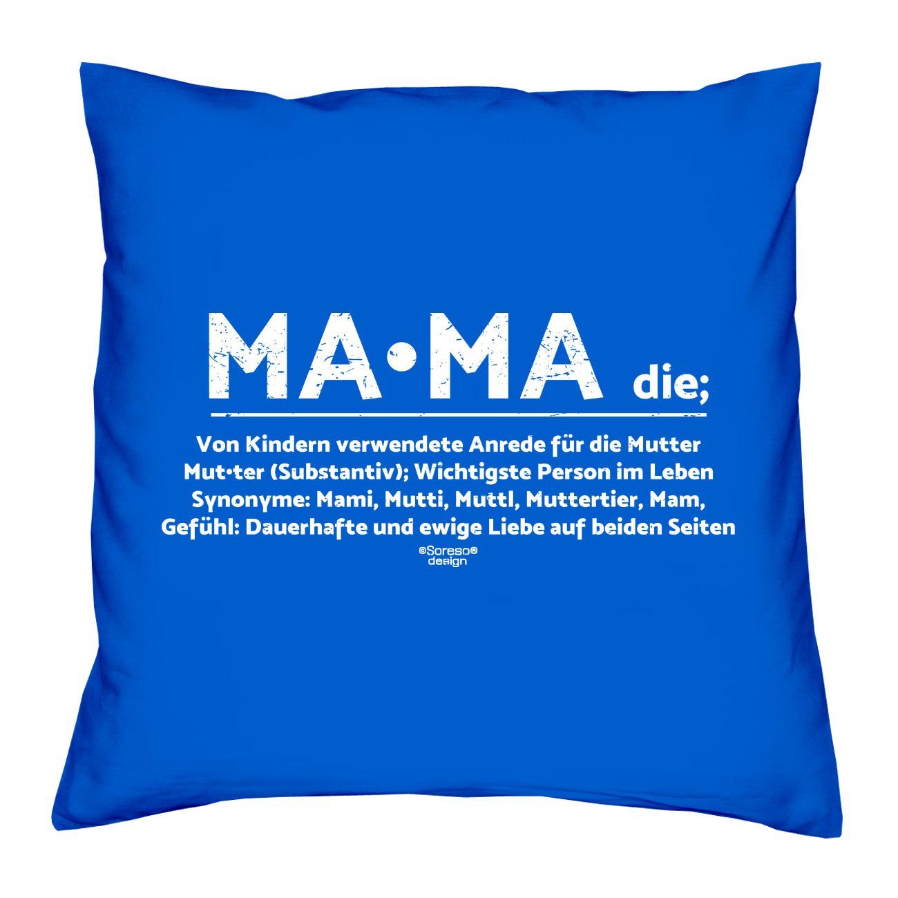 Soreso® & Mama Sleep, Sprüche Mama royal-blau Muttertagsgeschenk Kissen Muttertag Dekokissen Socken