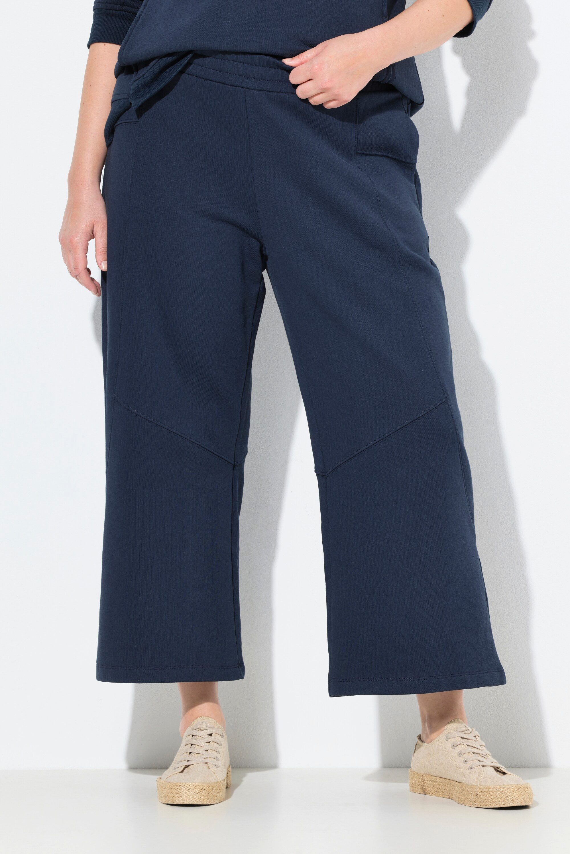 Ulla Popken Culotte Sweat-Culotte weites Bein Elastikbund Biobaumwolle günstig online kaufen