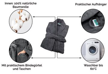 ZOLLNER Unisex-Bademantel, 100% Polyester-Velours / 100% Baumwolle, Schalkragen, Gürtel, Schalkragen, 100% Polyester-Velours / 100% Baumwolle, unisex, verfügbar in S-XXL