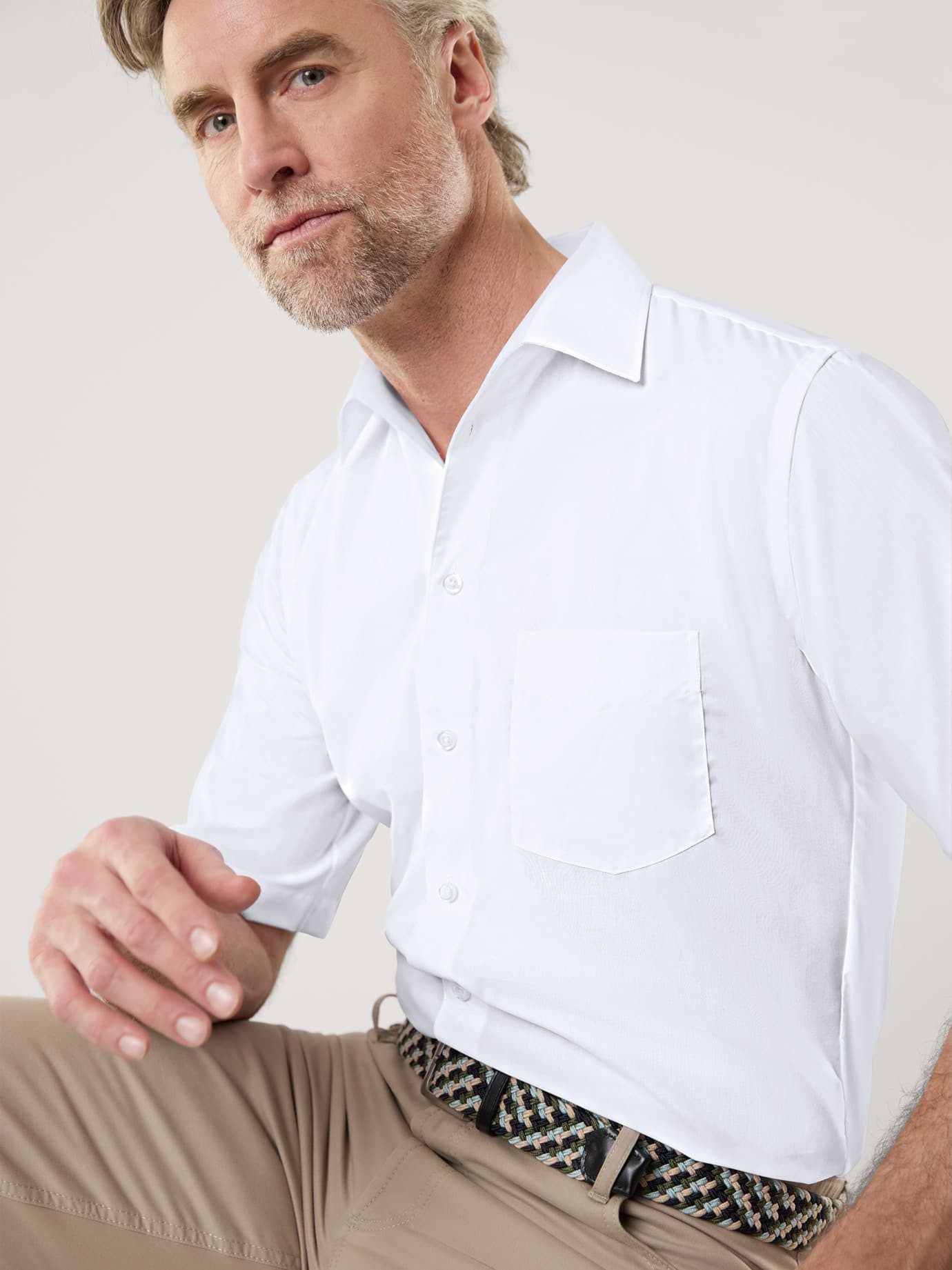 Walbusch Businesshemd Herren Bügelfreies Hemd mit Relax-Kragen Comfort fit Kurzarm kariert, 100% Baumwolle, Extraglatt & pflegeleicht