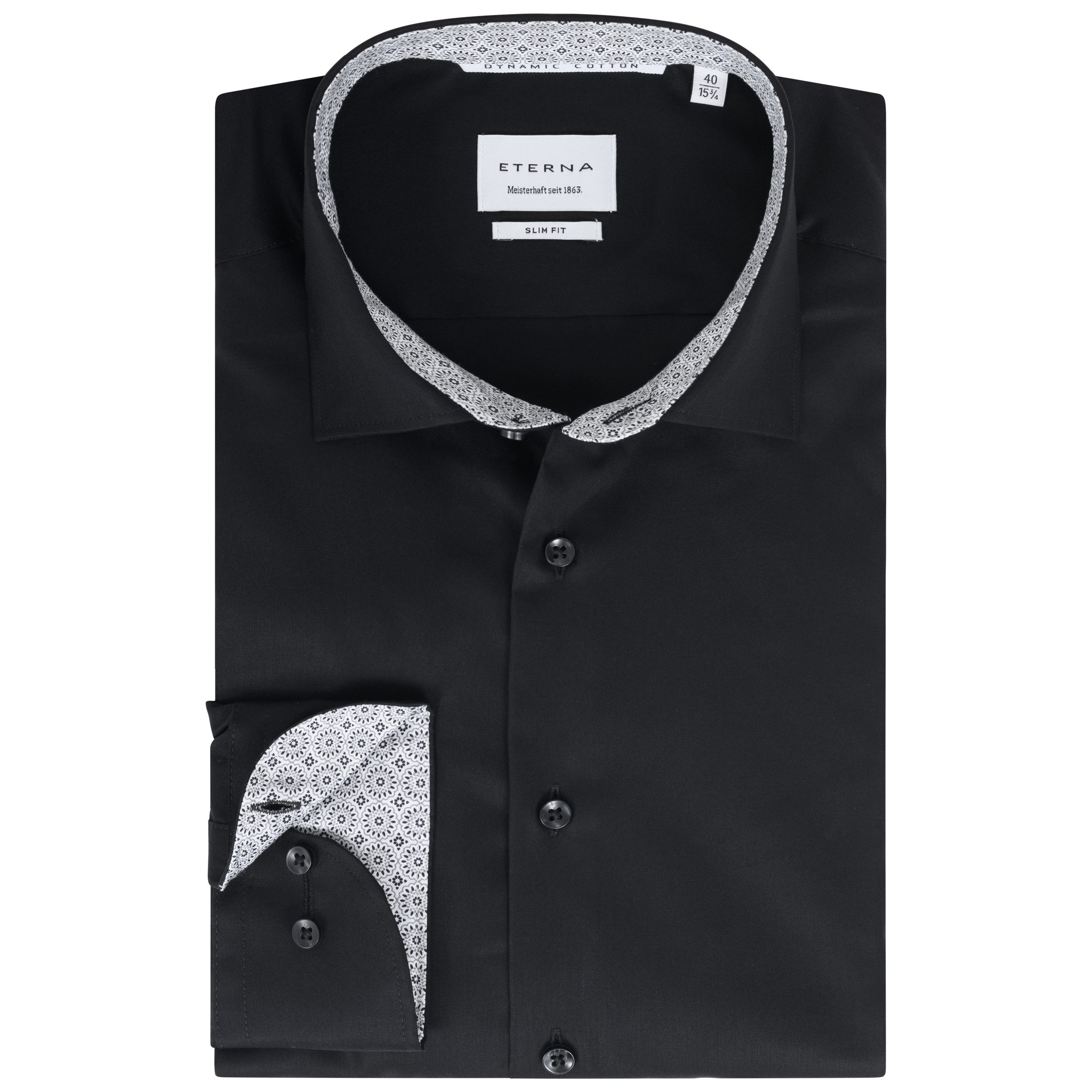 Eterna Businesshemd Slim Fit, Schwarz, Bügelfrei, Dynamic Cotton™, Kentkrag günstig online kaufen