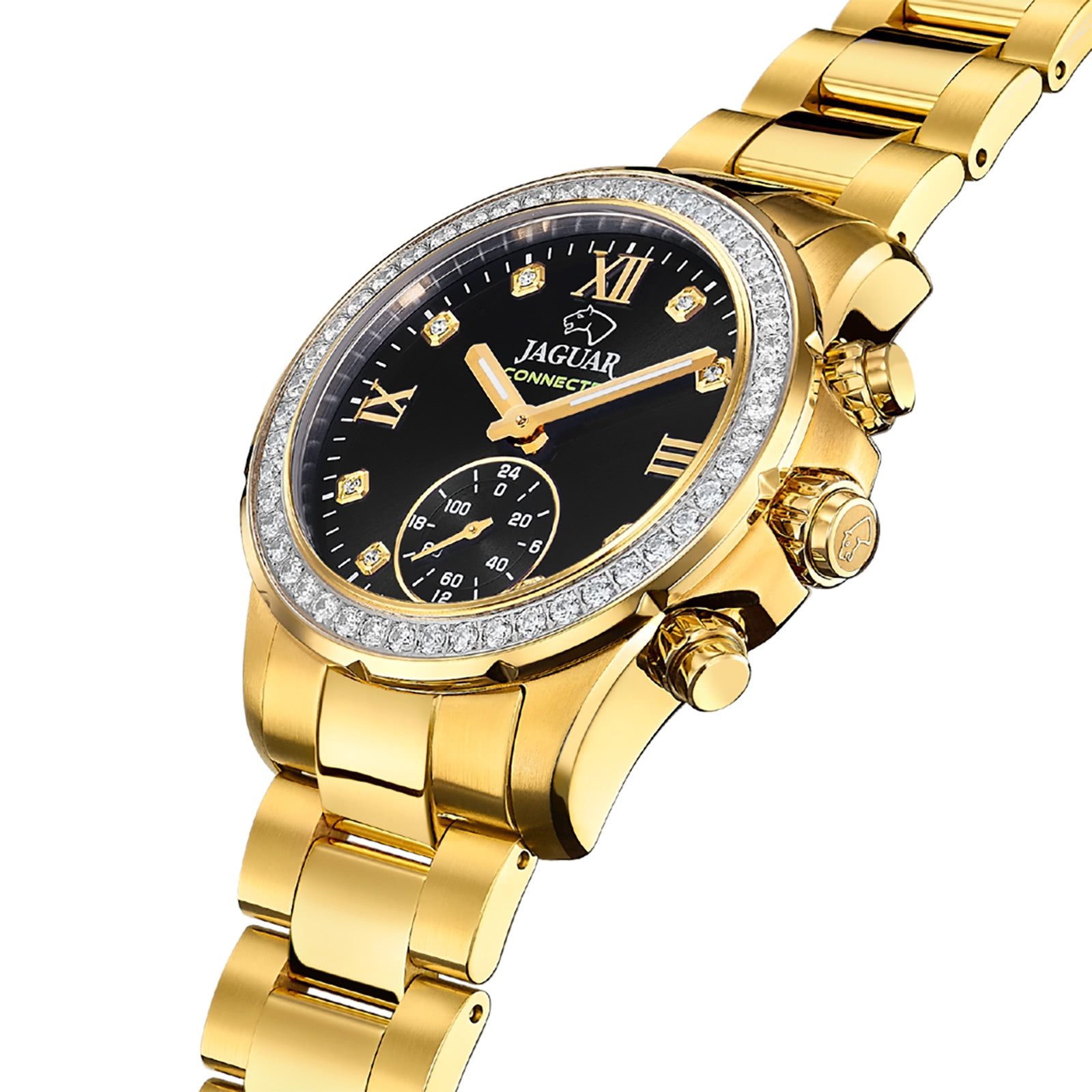 JAGUAR Multifunktionsuhr Jaguar Damenuhr Edelstahl gold Jaguar, (Multifunktionsuhr), Damen Armbanduhr rund, Edelstahlarmband gold