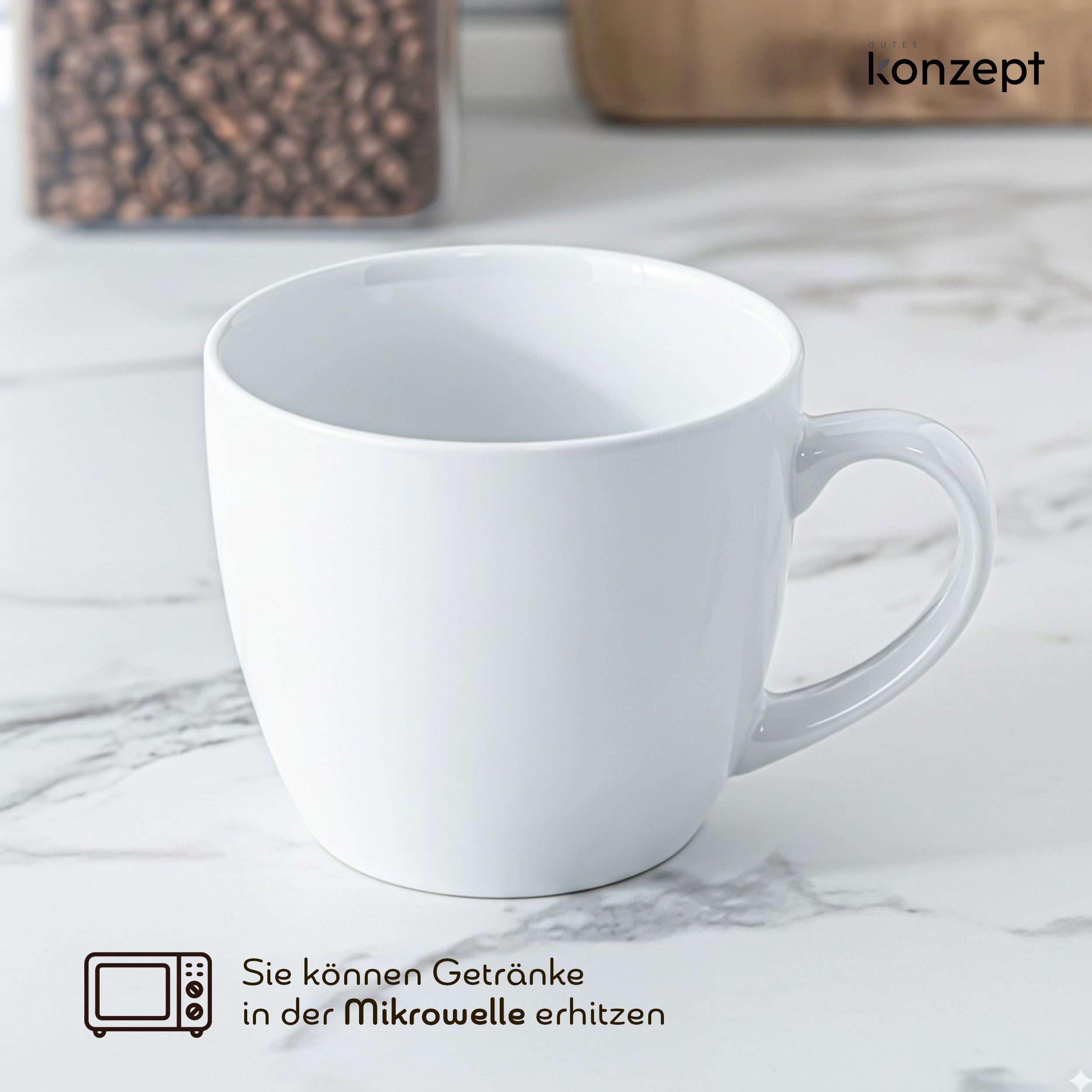 KONZEPT Tasse 6er-Set Kaffeetassen 230 ml, Keramiktassen für heiße Getränke, 6-tlg., für Zuhause, Restaurant, Café, Hotel
