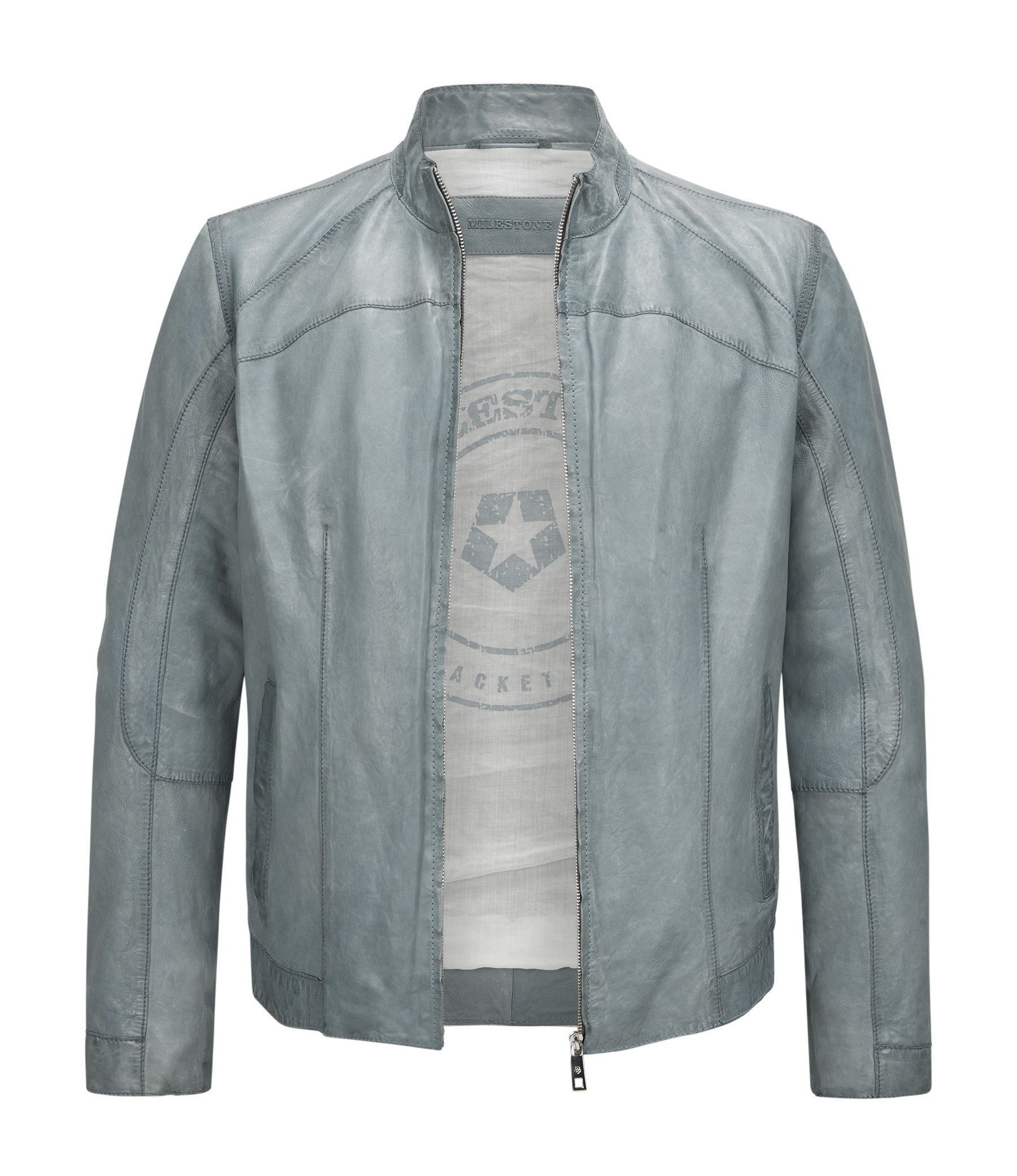 Milestone Lederjacke MSWinston klassischer Biker Blouson aus genarbtem Lamm günstig online kaufen