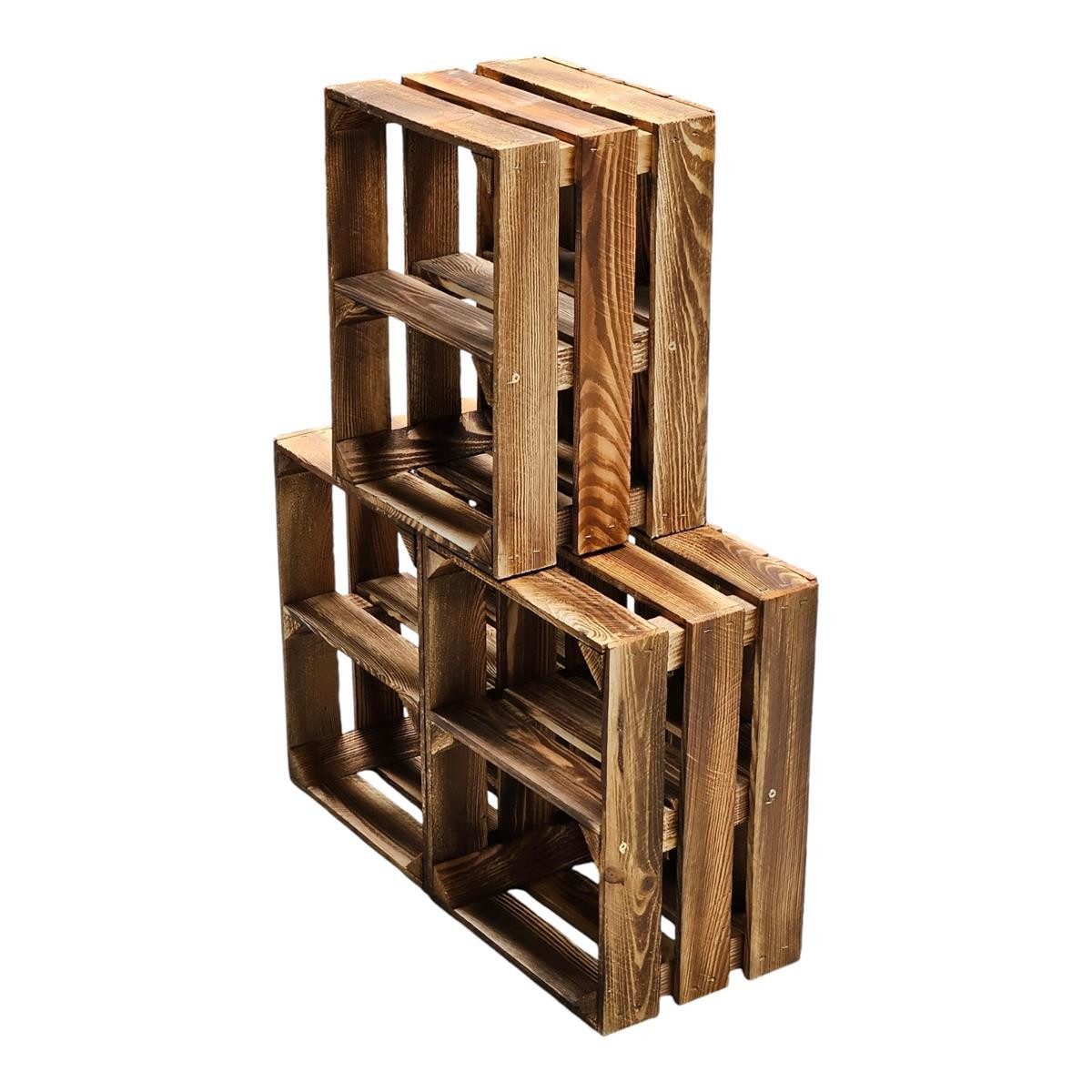 Teramico Holzkiste Holzkisten Obstkisten 3 x 40x30x25cm Geflammt Ablage Kur günstig online kaufen