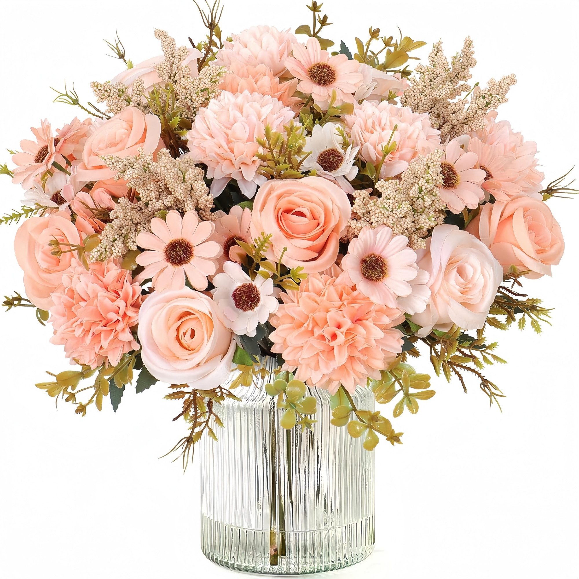 Kunstblumenstrauß Künstliche Rosenblumen 2er-Set – Seidenblumenstrauß für Dekoration, FOUORTUNATE-BEE, Perfekt für Hochzeit, Party oder Heimdekoration in Rosa