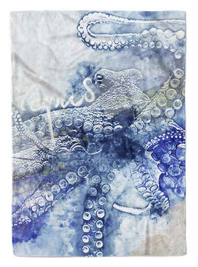 Sinus Art Handtücher Handtuch Strandhandtuch Saunatuch Kuscheldecke SplashArt Tier Serie Kunstvoll Octopus Mot, Baumwolle-Polyester-Mix (1-St), Handtuch