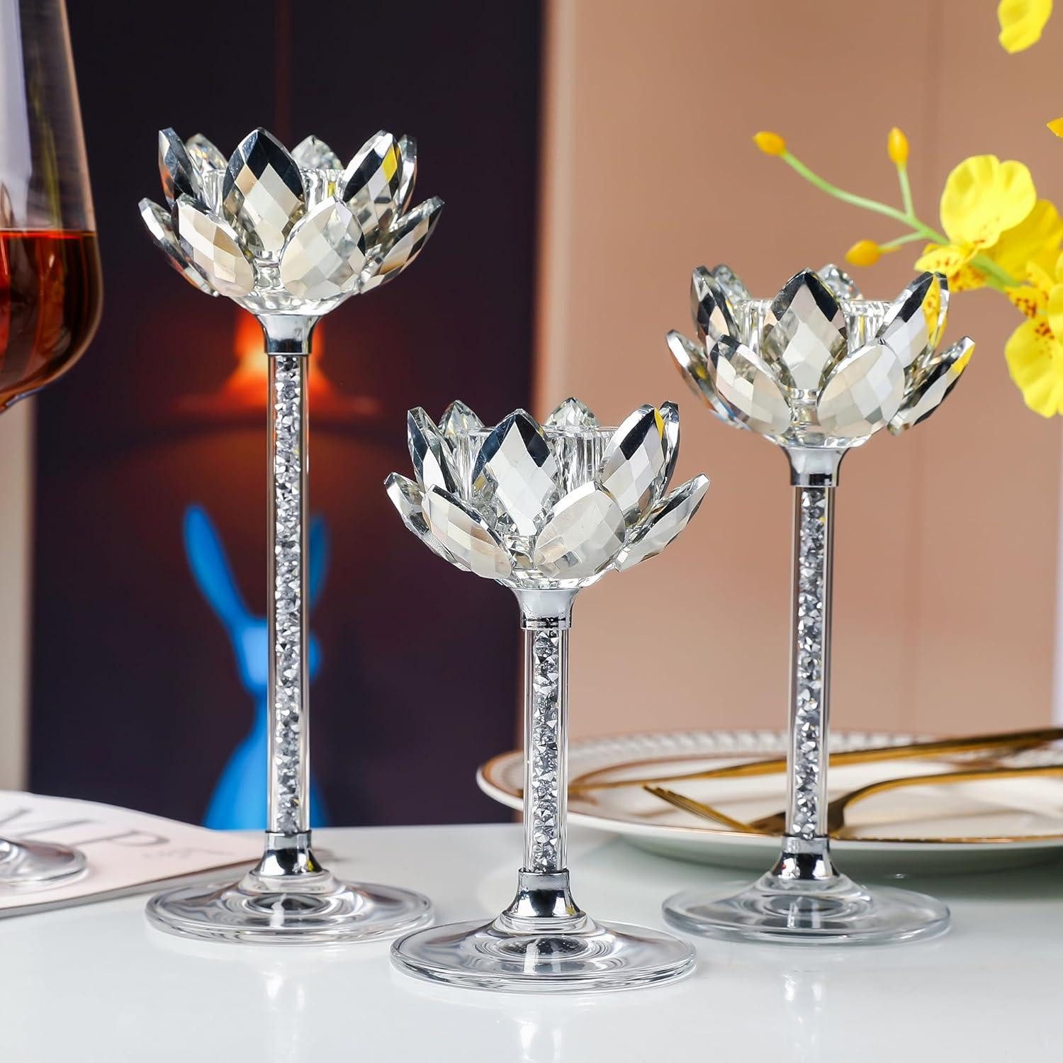 LuxusKollektion Teelichthalter Kristall Lotusblume Kerzenständer 3 günstig online kaufen