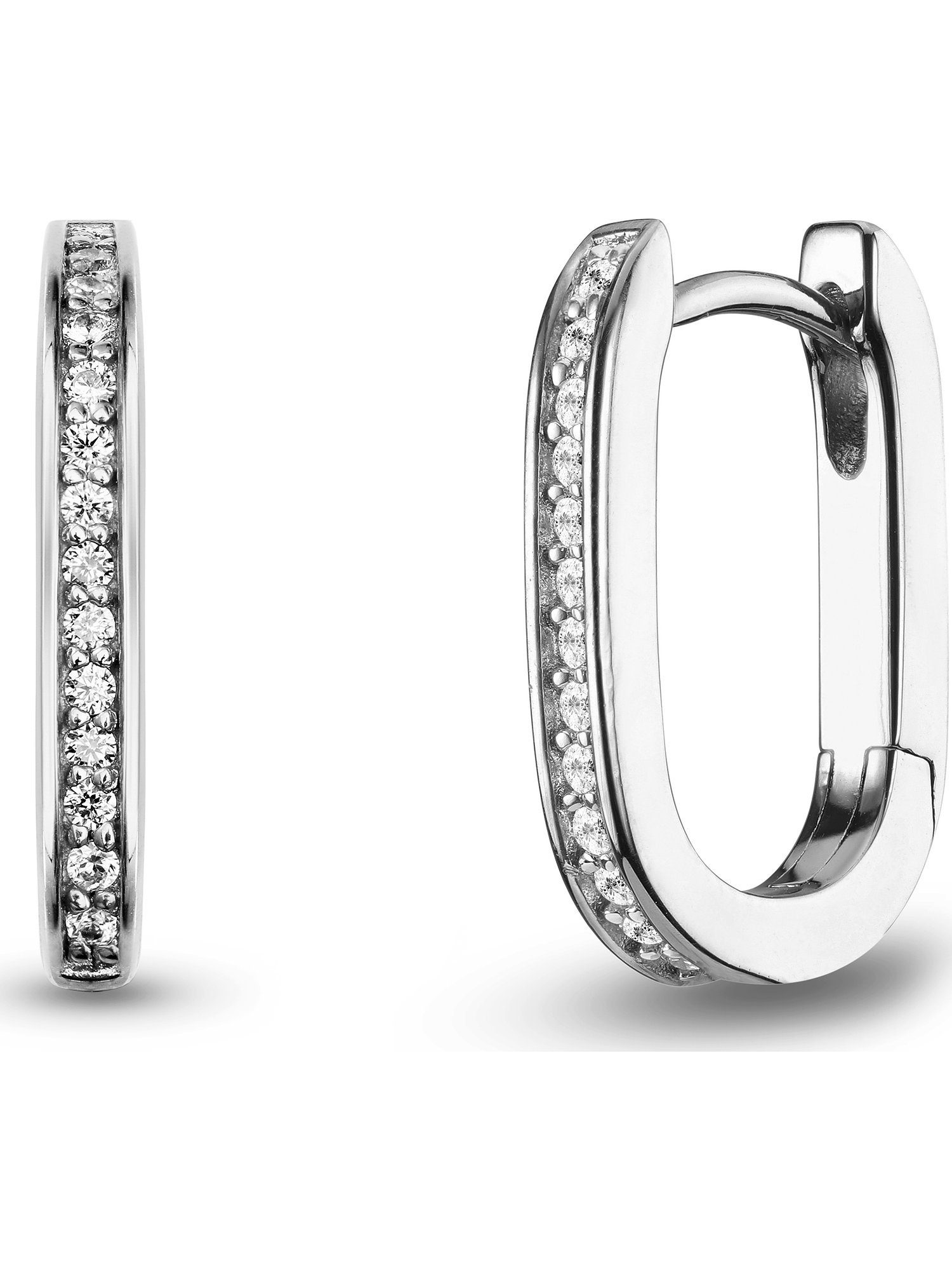 JETTE Paar Creolen JETTE Damen-Creolen 925er Silber 28 Zirkonia (Paar), LUNA