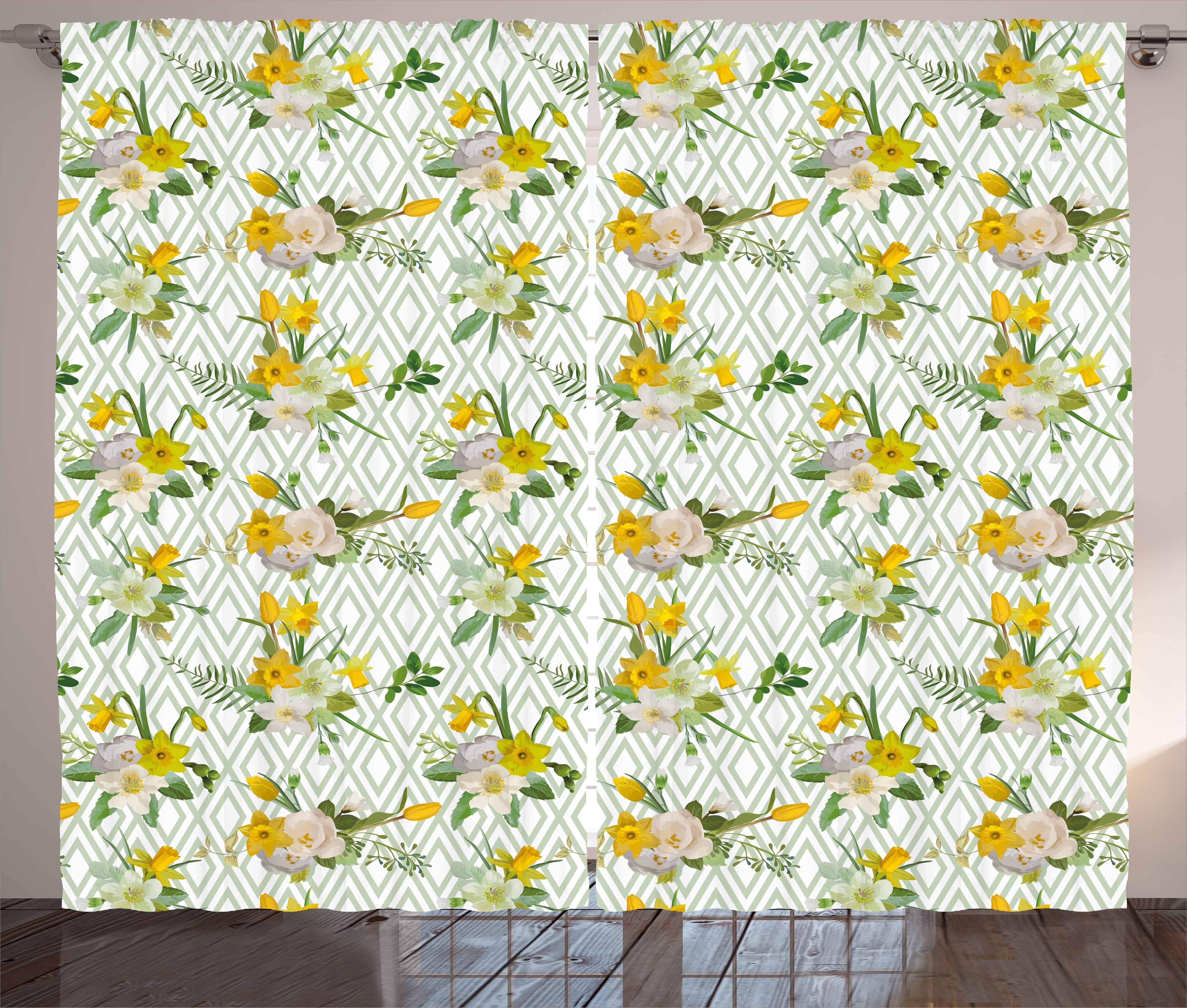 Gardine Schlafzimmer Kräuselband Vorhang mit Schlaufen und Haken, Abakuhaus, Aquarell Blooming Blumennatur