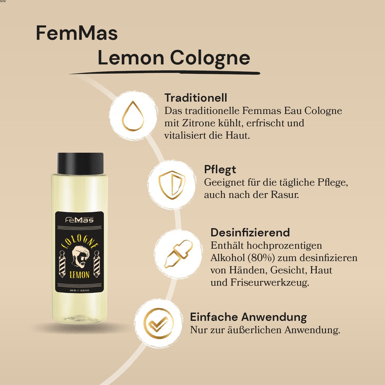 FemMas Cologne 400ml Cologne de Eau Premium Lemon Femmas