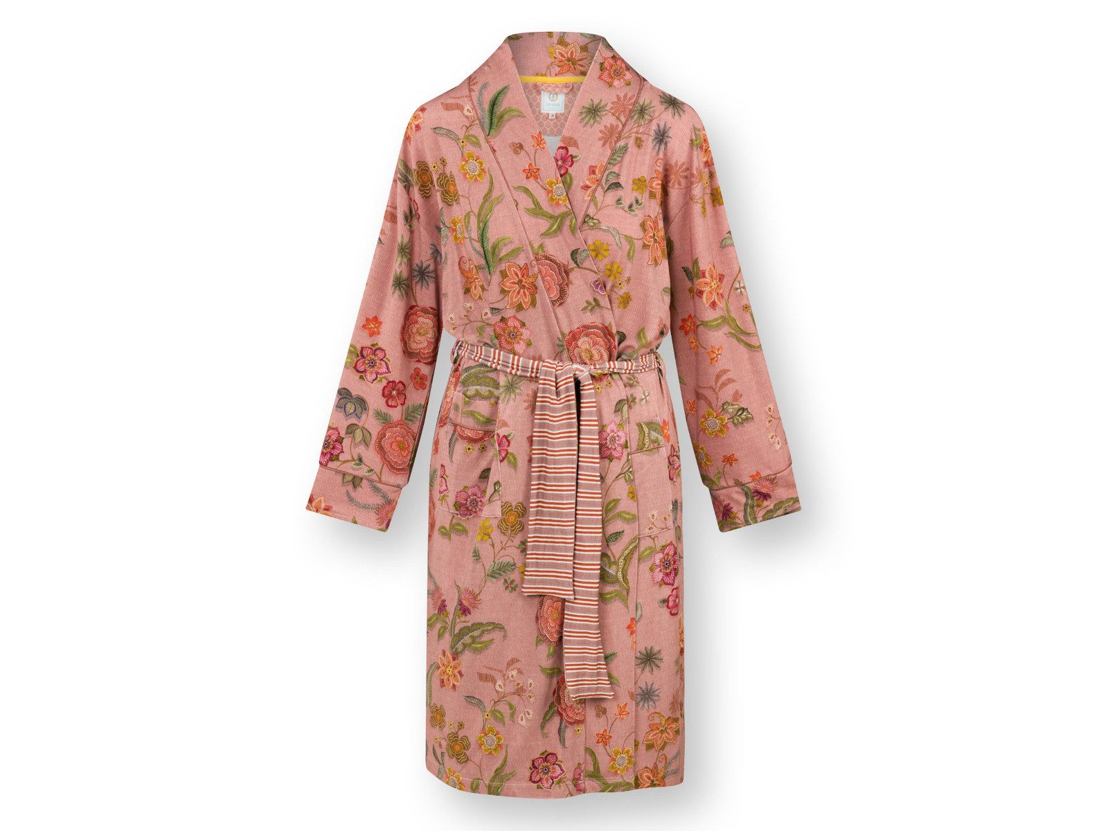 PiP Studio Bademantel Nisha Kimono Flower Coral L, Viskose / Elasthan