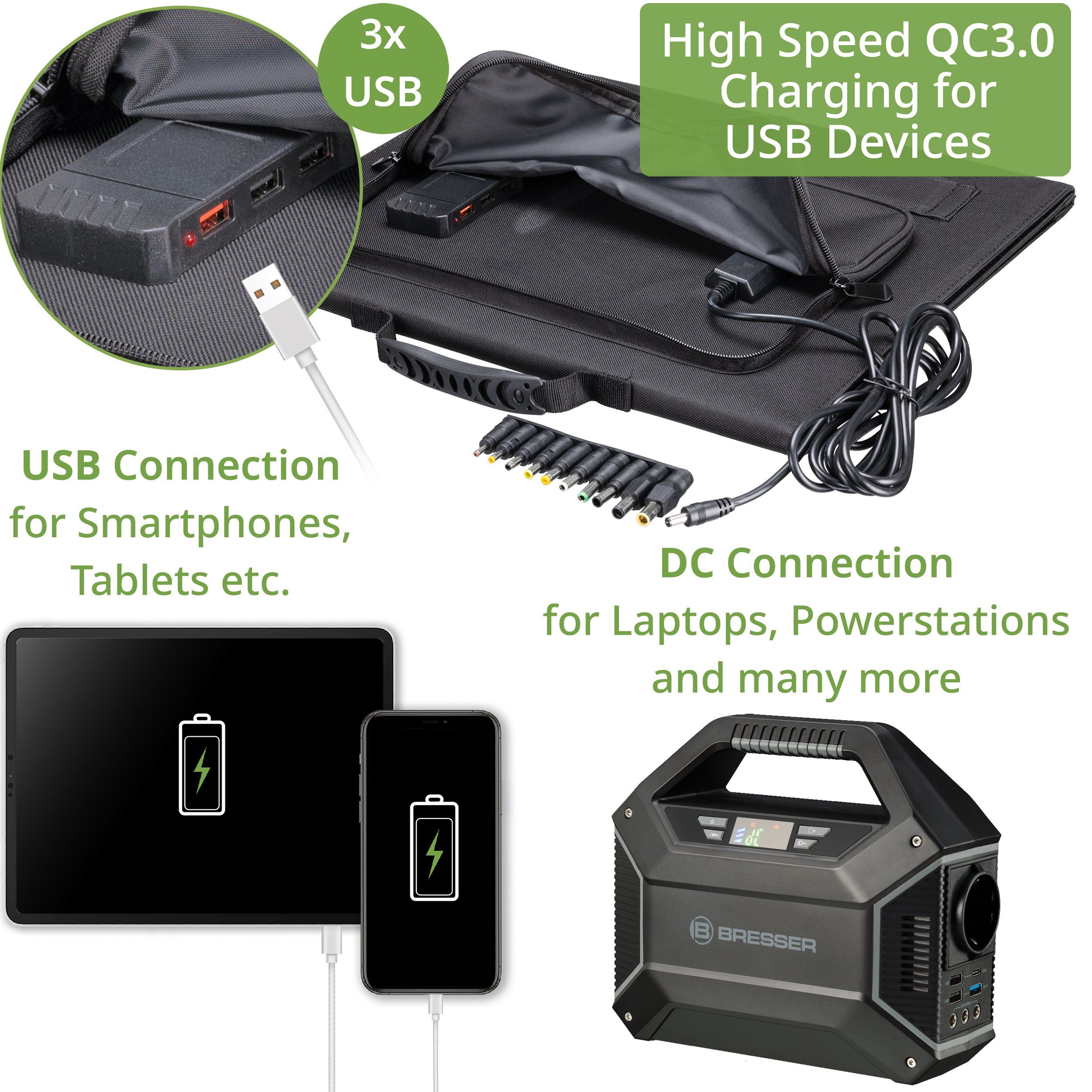 BRESSER BRESSER Mobile Solar Charger 40 Watt with USB and DC Connection Solar Charger