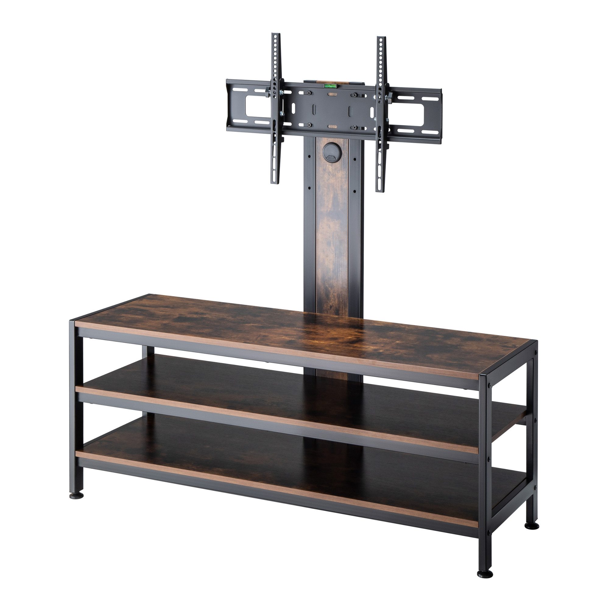 pro.tec TV-Ständer, (bis 70 Zoll, »Stockholm« mit Fernsehtisch 120x40x108 cm Schwarz/Eicheoptik rustikal)