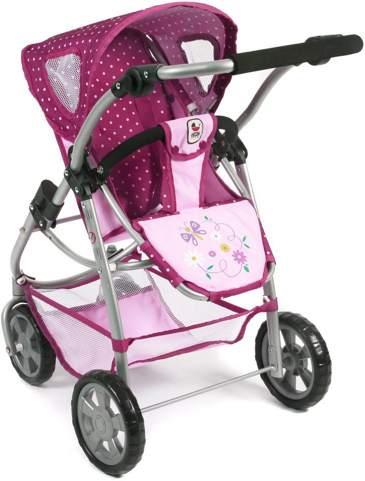 CHIC2000 Kombi-Puppenwagen Emotion All In 3in1, Brombeere, inkl. Babywanne, Babyschale und Sportwagenaufsatz