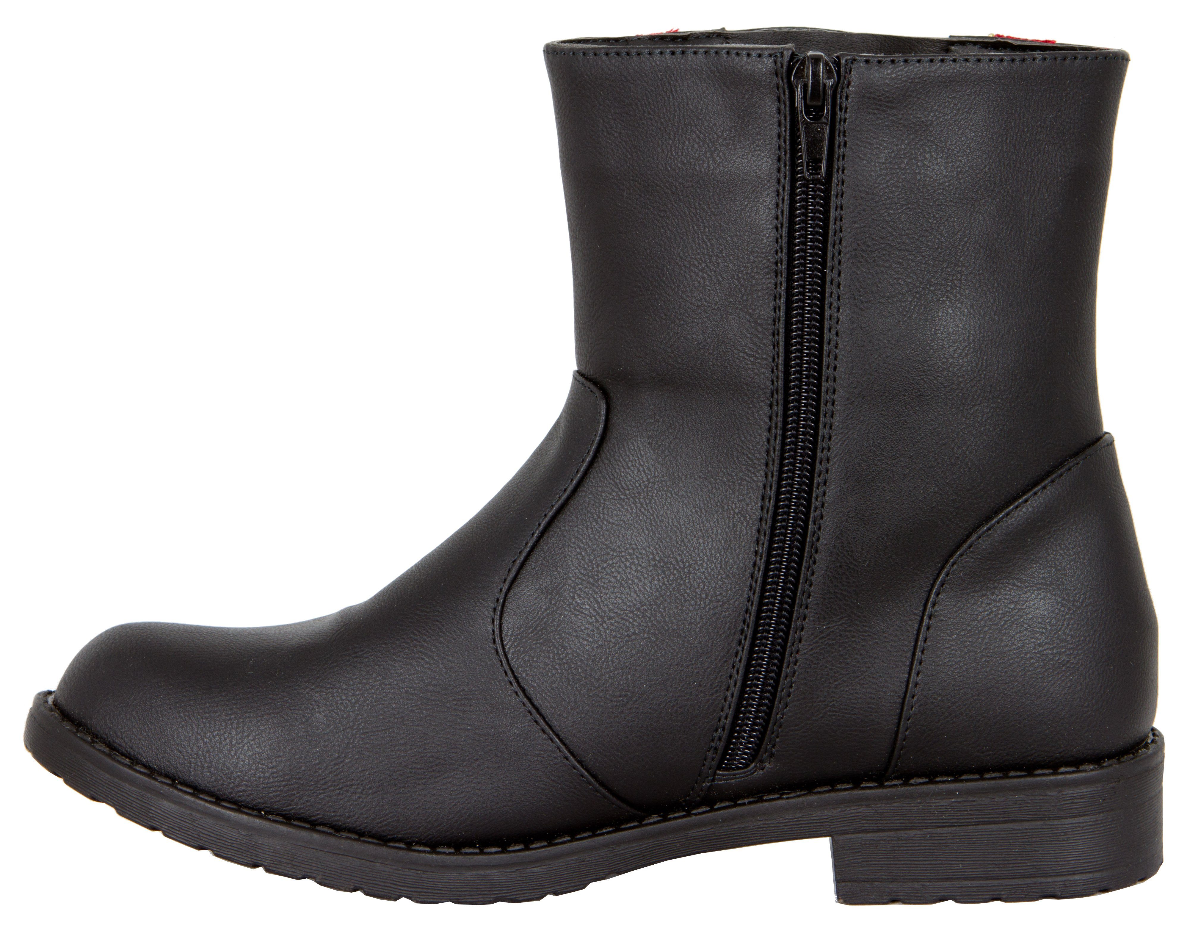 LOVENESS Damen Winterstiefelette LN01 Damenwinterstiefel Winterstiefel Stiefel Winterstiefelette Leichte Fütterung Roter Zierreißverschluß – Bild 4 von 5