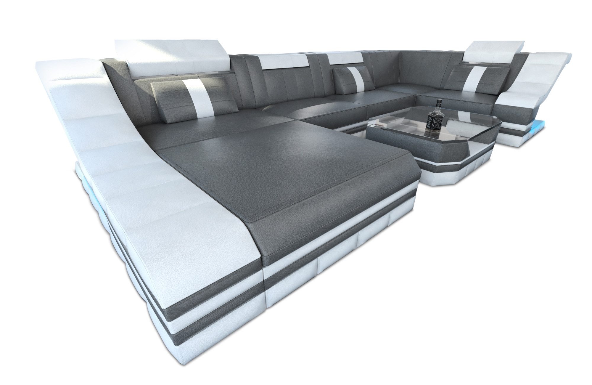 Sofa Dreams Wohnlandschaft Ledersofa Ledercouch Turino U Form Leder Sofa, C günstig online kaufen