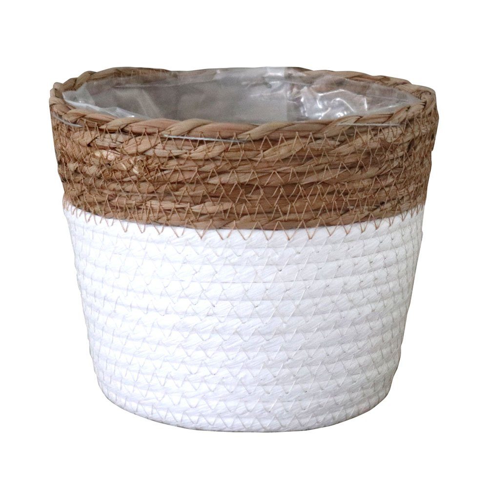 Grafelstein Blumentopf Pflanzkorb BREEZY weiß mit braunem Rand D18cm Pfla günstig online kaufen