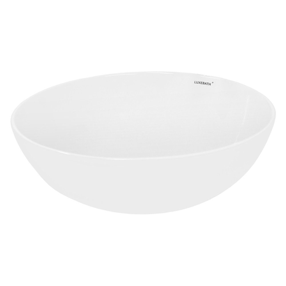 LuxeBath Waschbecken Aufsatzwaschbecken aus Keramik Waschtisch für Badezimmer und Gäste-WC, Aufsatzwaschtisch Handwaschbecken Ø 400 x 147 mm Rund Spülbecken