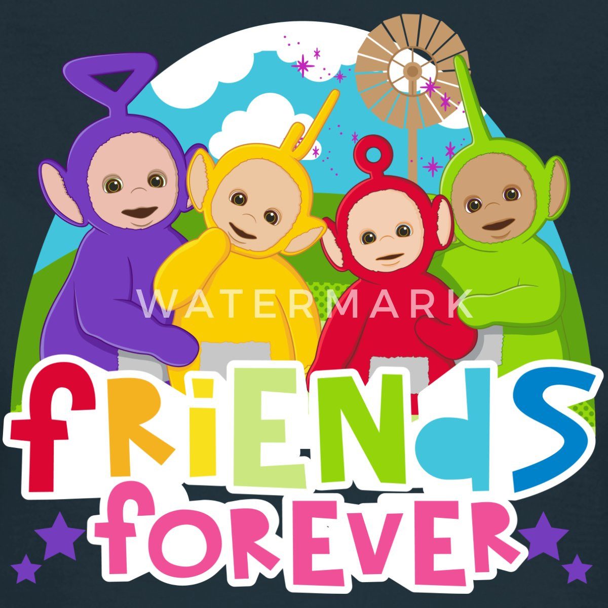 Spreadshirt T-Shirt Teletubbies Friends Forever Süßes Design Frauen T-Shirt (1-tlg) Slim Fit, fällt klein aus