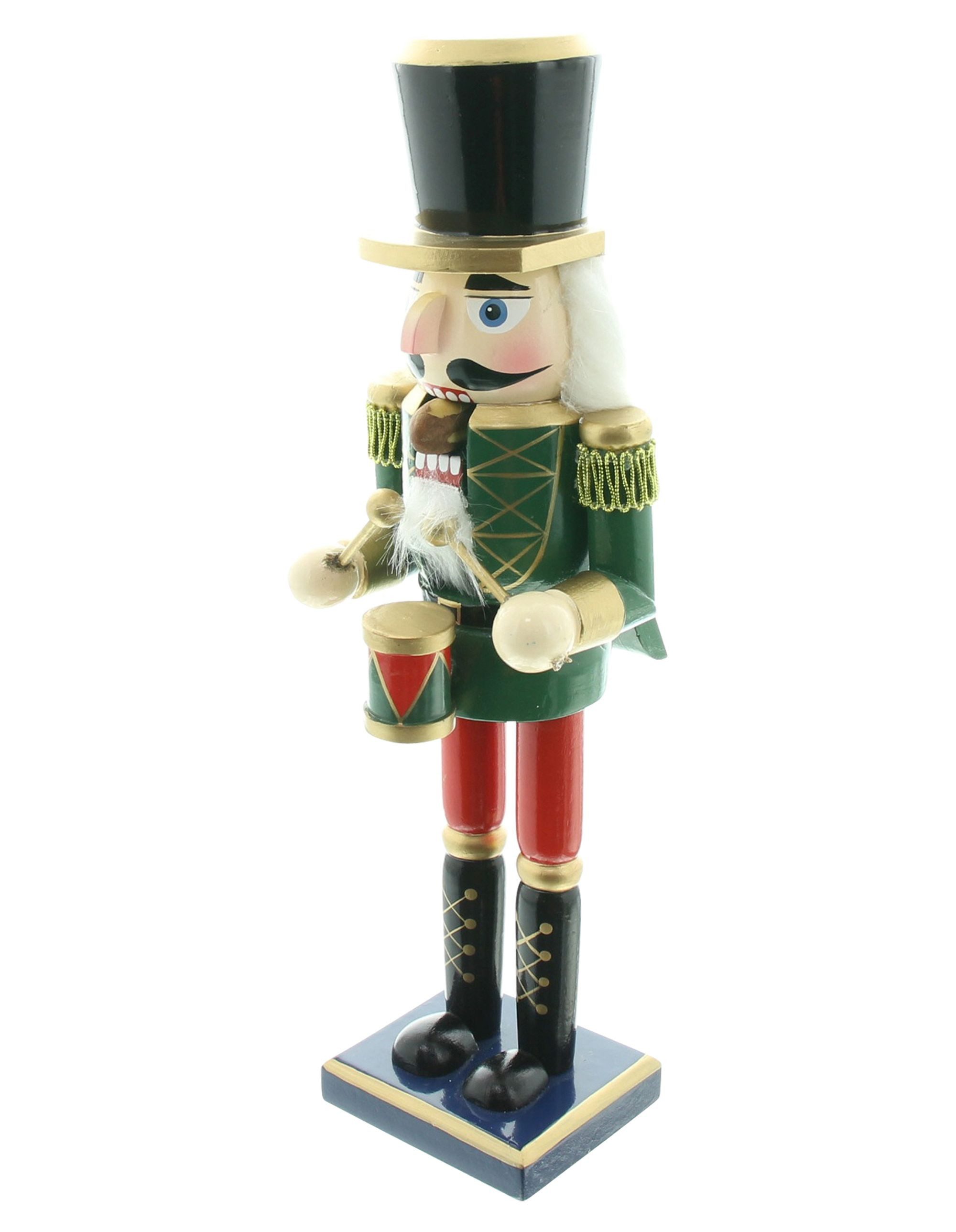 Dekoleidenschaft Nussknacker Dekofigur "Trommel" aus Holz, 30cm hoch, traditionelle Weihnachtsdeko, Weihnachtsfigur, Soldat, Nutcracker Statue, Christmas Decoration