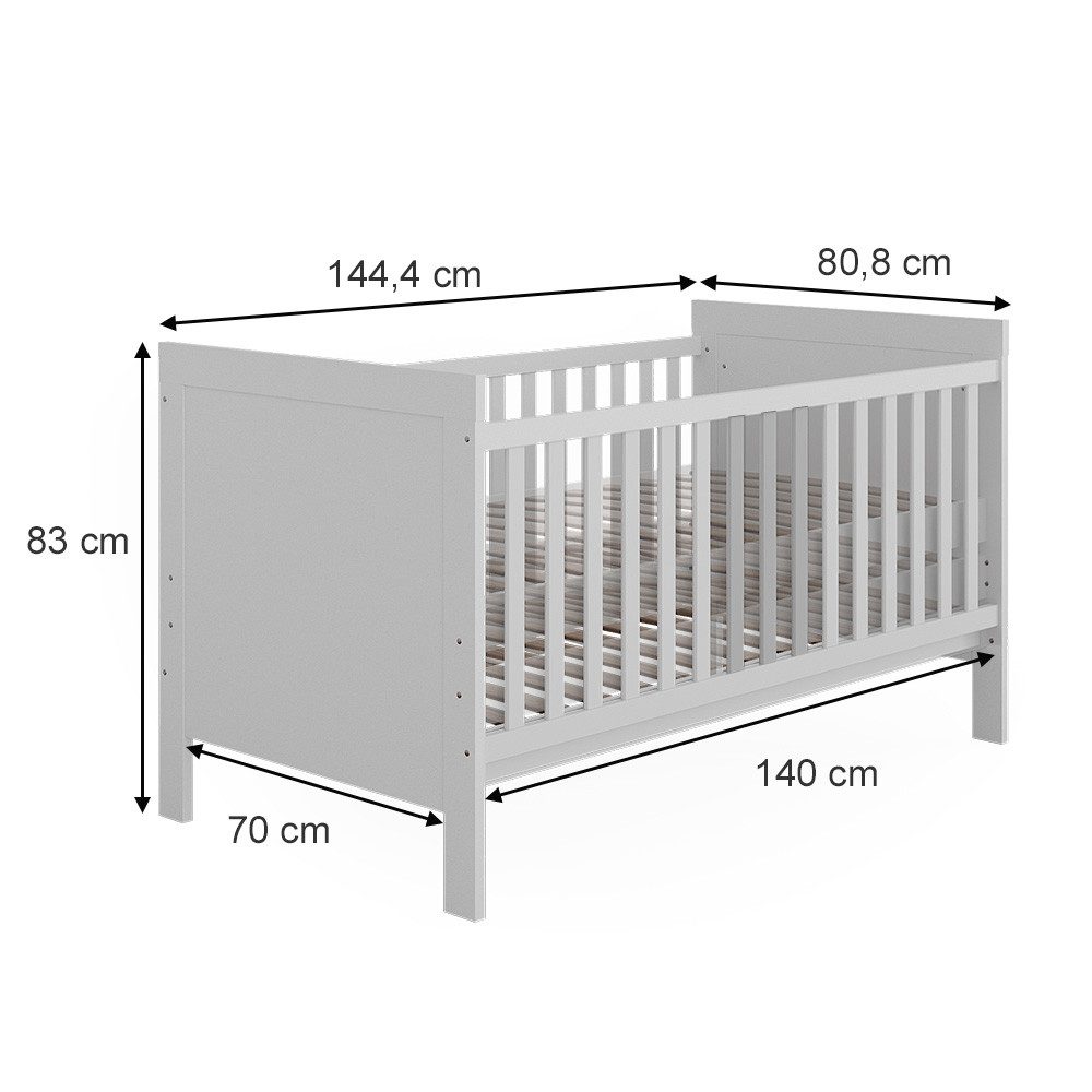 VitaliSpa® Babybett Ajaton, Weiß, 144.4 x 83 cm, 1-tlg.