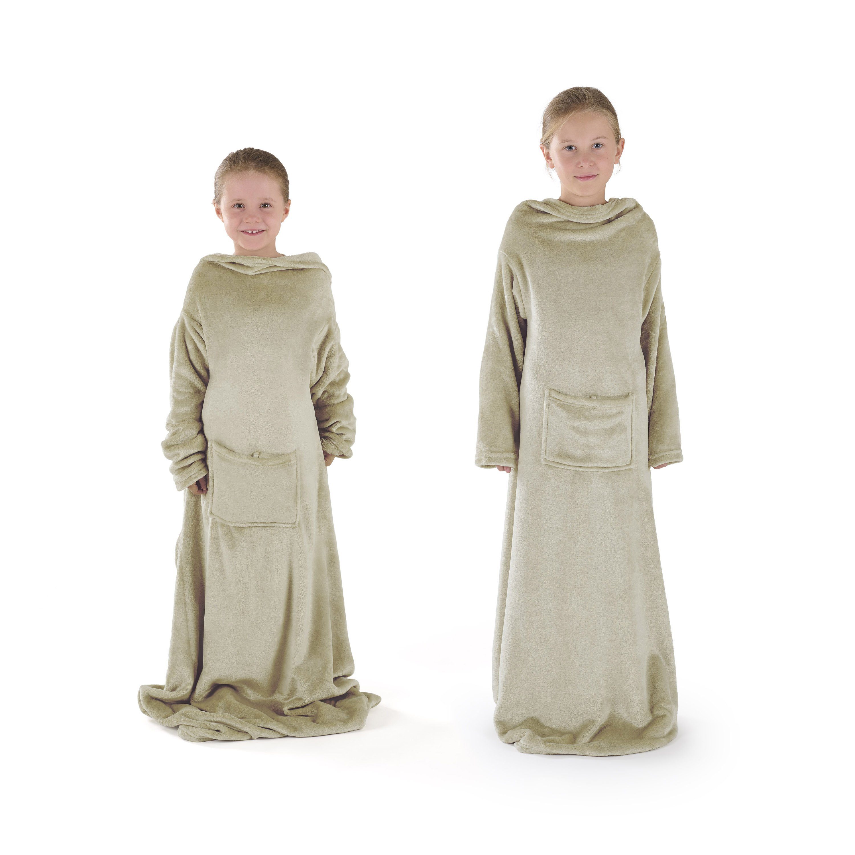 Kinderdecke Ärmeldecke Unisex Kuscheldecke flauschig mit Ärmeln, Blumtal, OEKO-TEX Decke mit Ärmeln, Fußsack & 2 Taschen für freie Bewegung