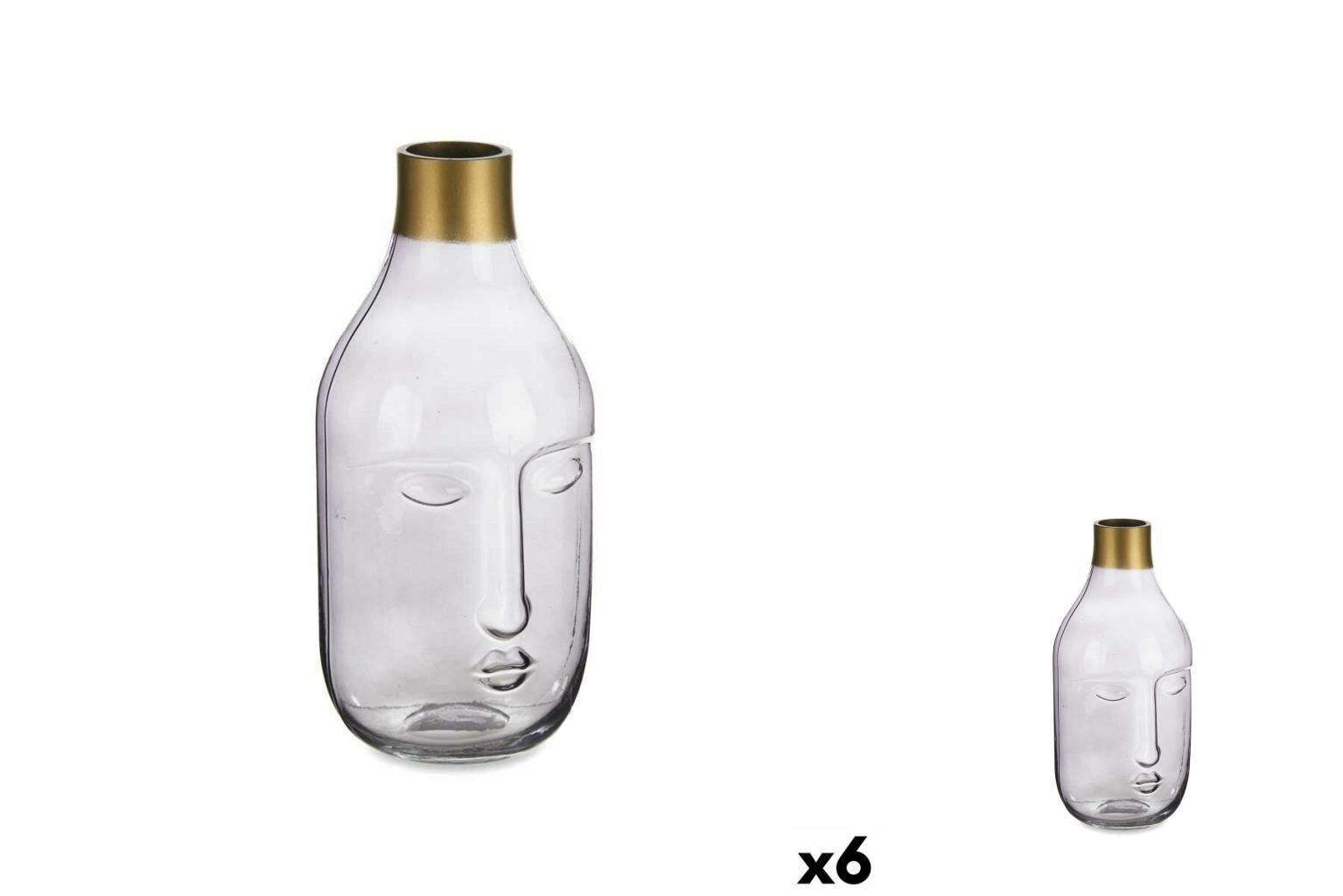 Gift Decor Dekovase Vase Gesicht Grau Glas 11 x 24,5 x 12 cm 6 Stück | Dekovasen