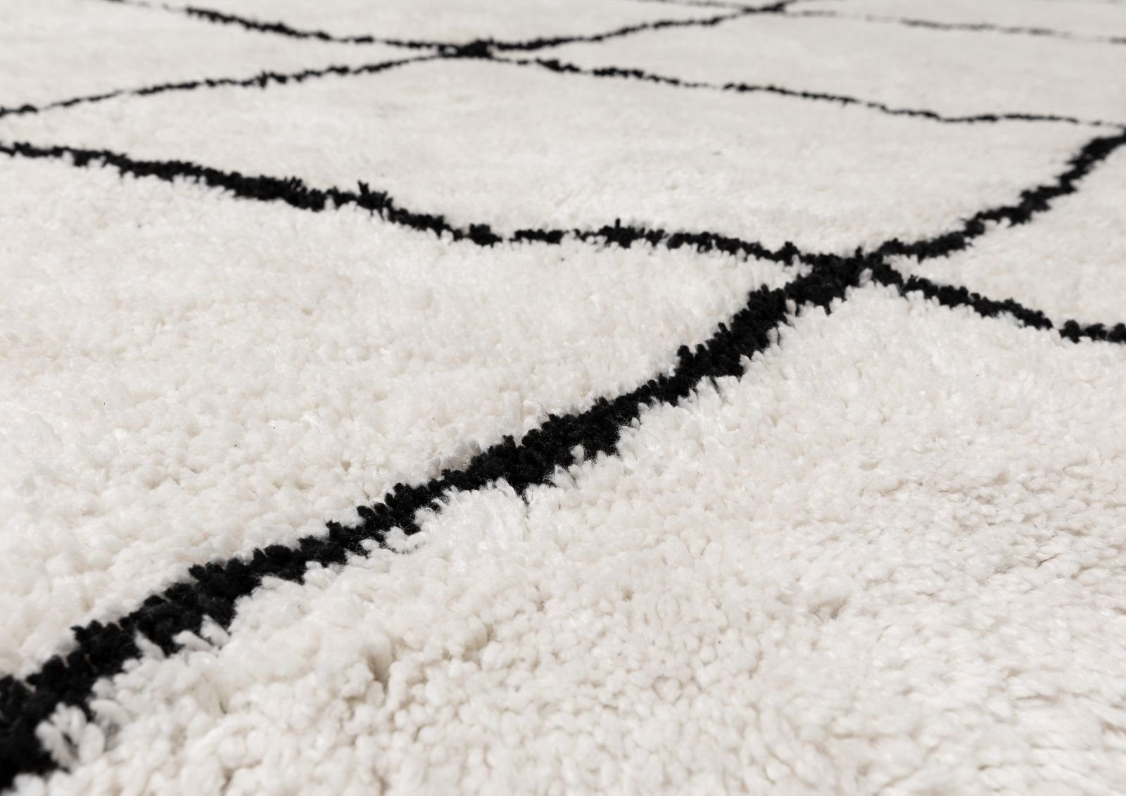 Massivmoebel24 Teppich, Höhe: 2 mm, Teppich 110x60 natur/schwarz KAFET