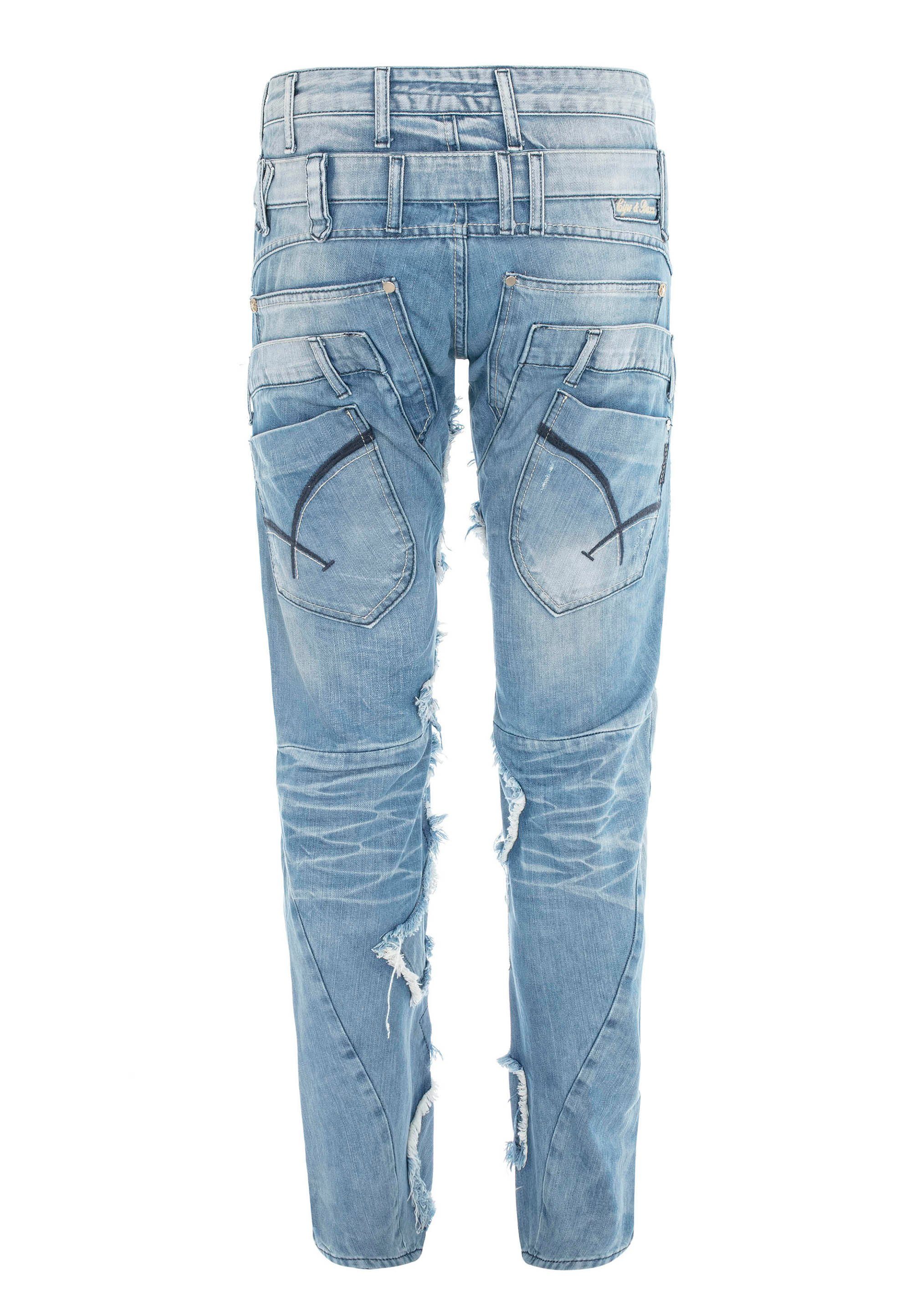 Cipo & Baxx Bequeme im Patchwork-Design Jeans trendigen