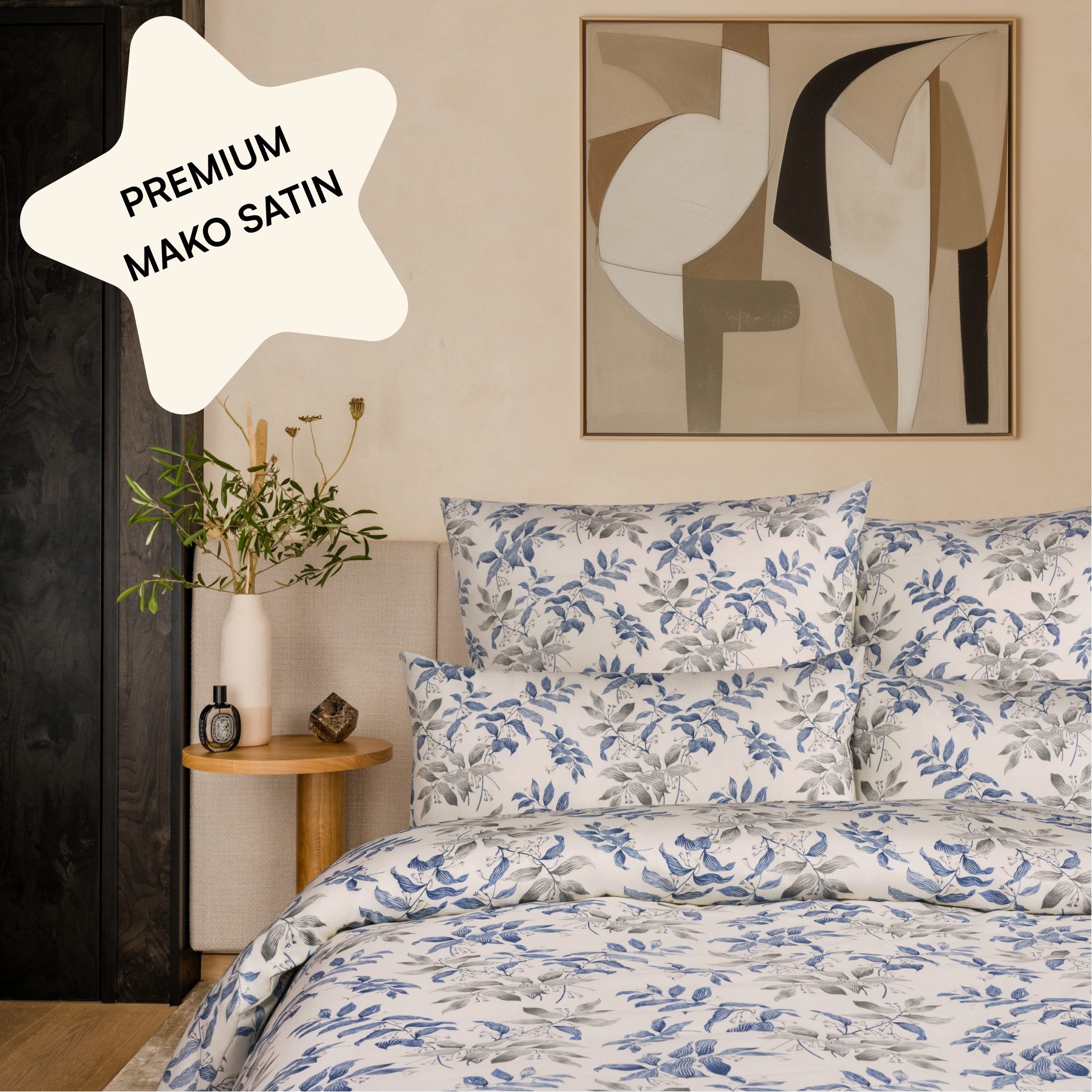 Amqua Bettwäsche Mako Satin, Premium Bettwäsche-Set aus 100% langstapliger Baumwolle, Oeko-Tex zertifiziert, weich & atmungsaktiv, mit Reißverschluss