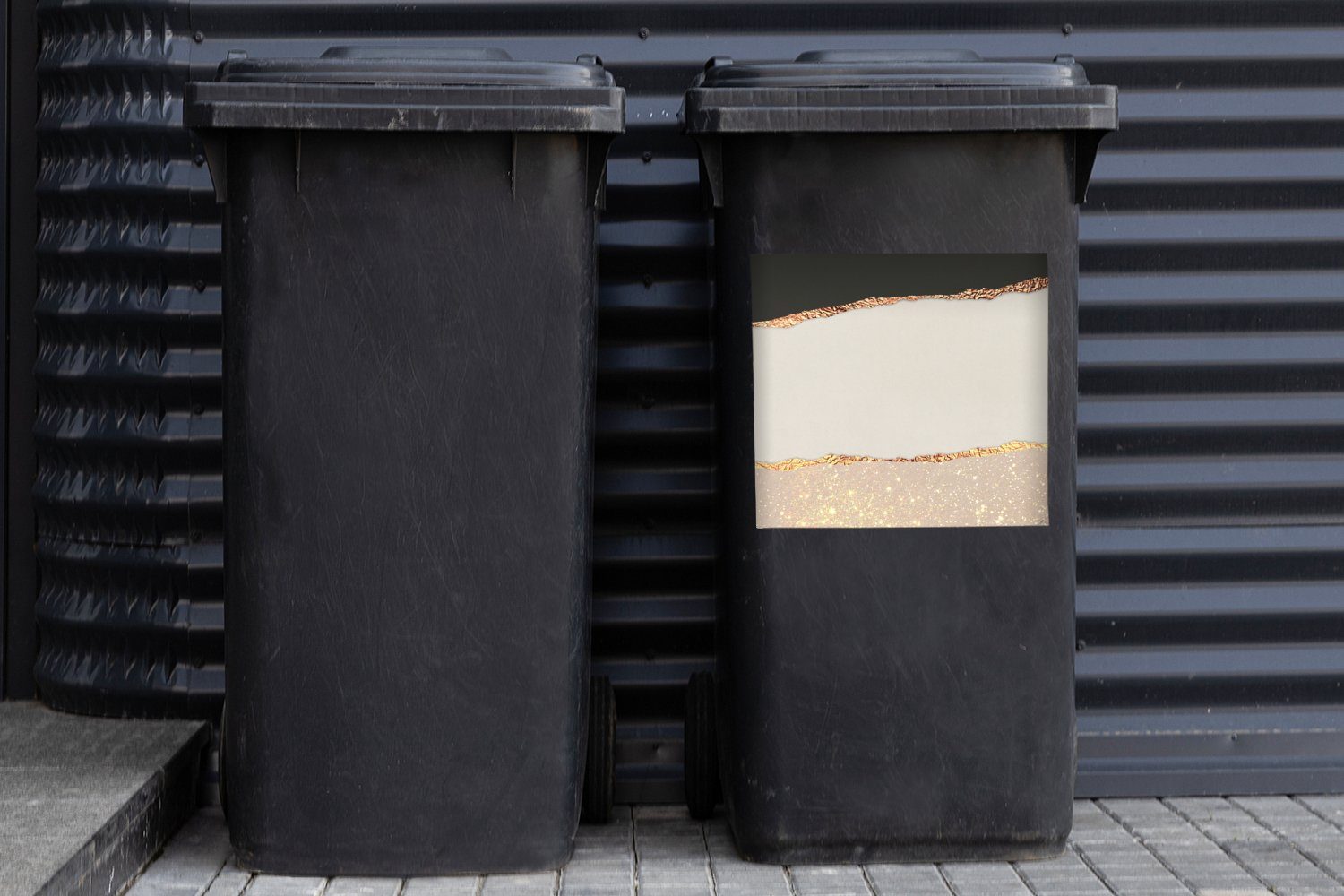 Container, Mülleimer-aufkleber, Wandsticker Sticker, St), Abstrakt - (1 MuchoWow - Luxus - Mülltonne, Abfalbehälter Glitzer Gold
