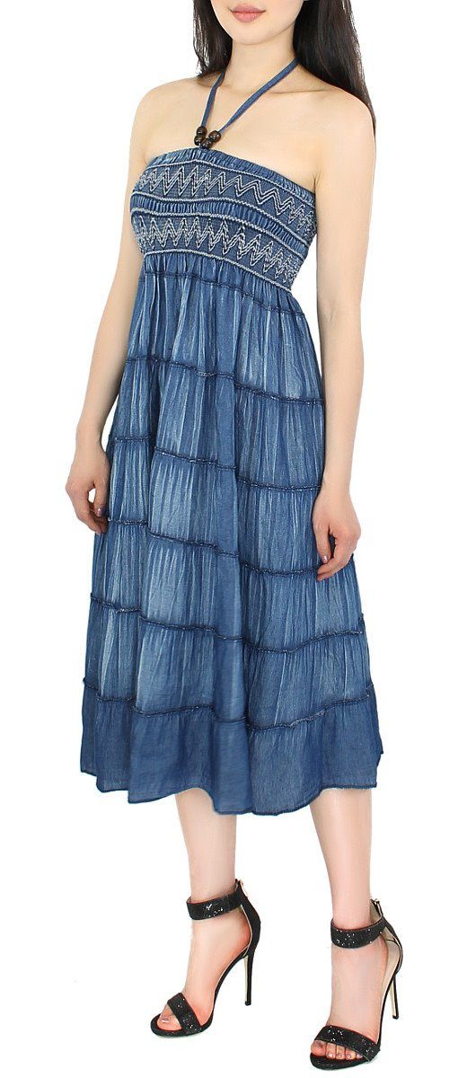 Bandeaukleid Damen Neckholder Kleid Bandeaukleid Strandkleid Sommerkleid