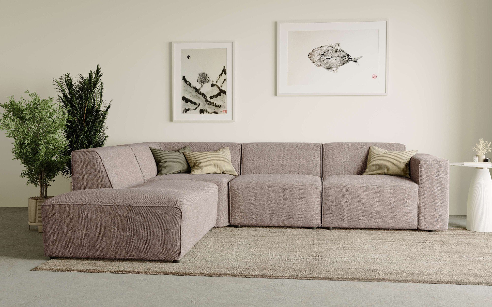 andas Ecksofa "Noord mit Kedernaht, Breite 282 cm, L-Form" Webstoff, mit We günstig online kaufen